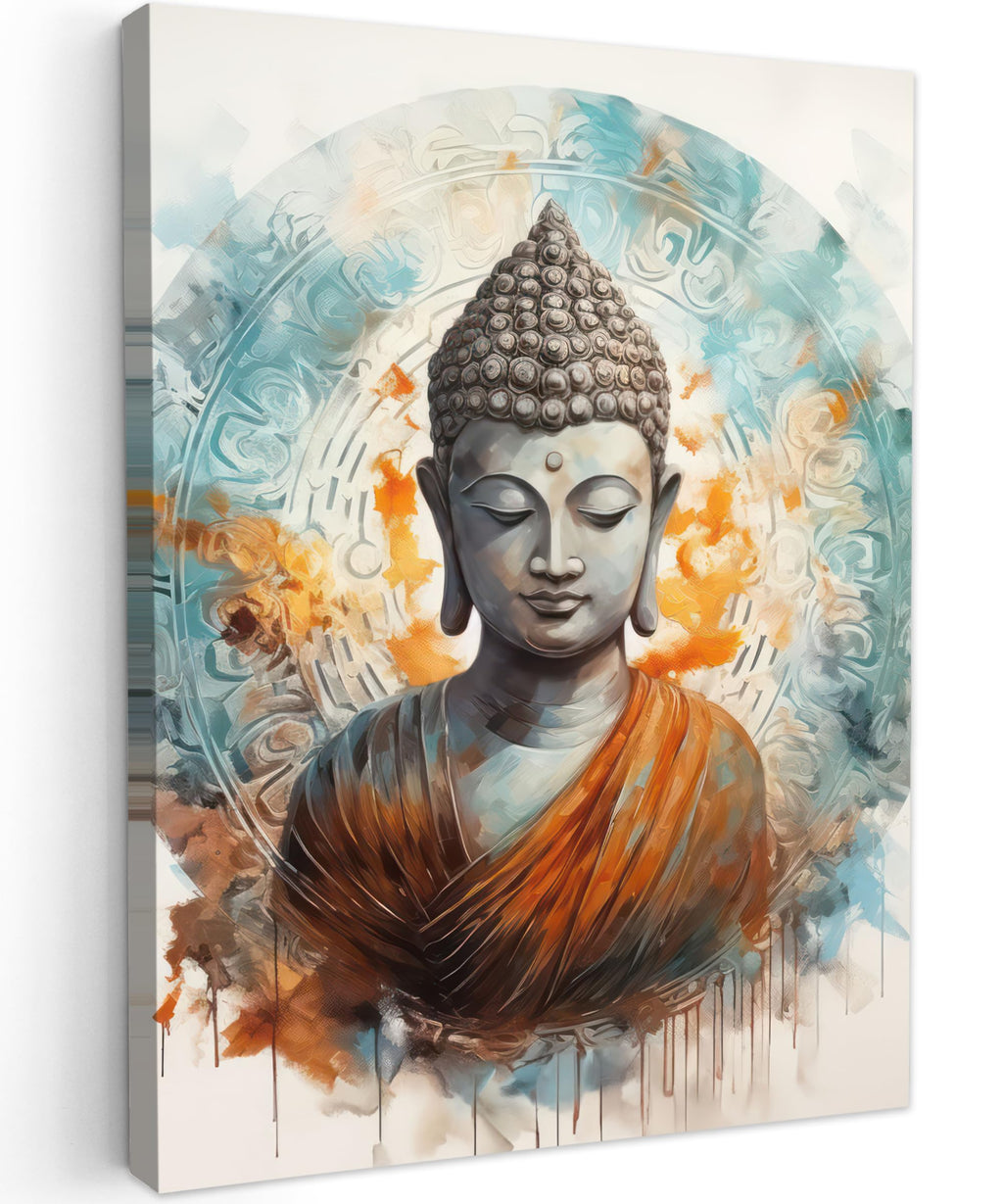 MuchoWow© Wall Pictures Large 120 x 80 cm XXL Bedroom Home Decoration Home Picture Living Room Photo Canvas Wall Pictures Canvas Wall Decor Buddha - Zen - Gold - Luxury - Spiritual