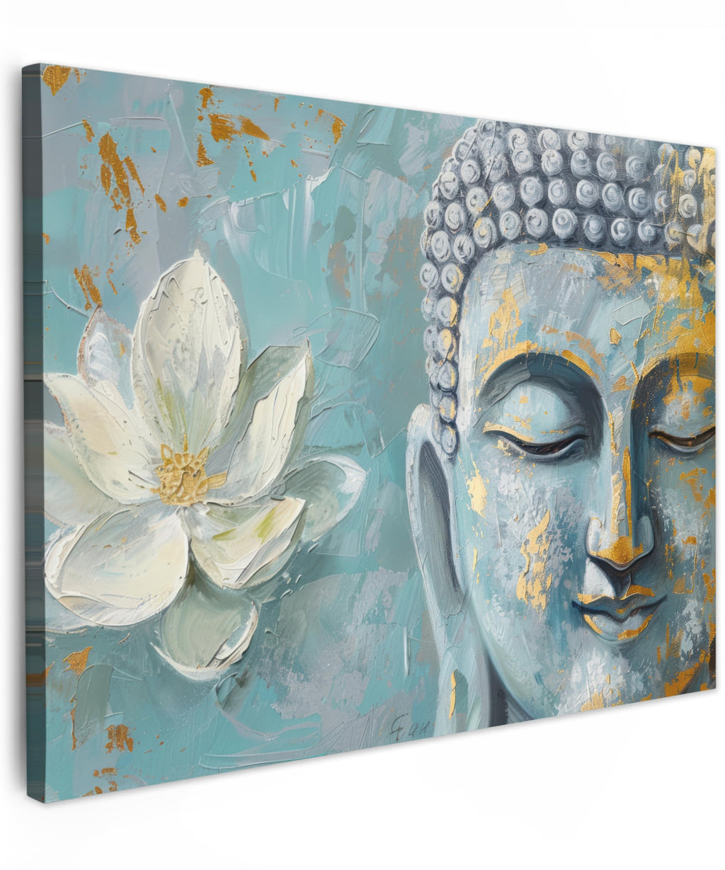 MuchoWow© Wall Pictures Large 120 x 80 cm XXL Bedroom Home Decoration Home Picture Living Room Photo Canvas Wall Pictures Canvas Wall Decor Buddha - Zen - Gold - Luxury - Spiritual