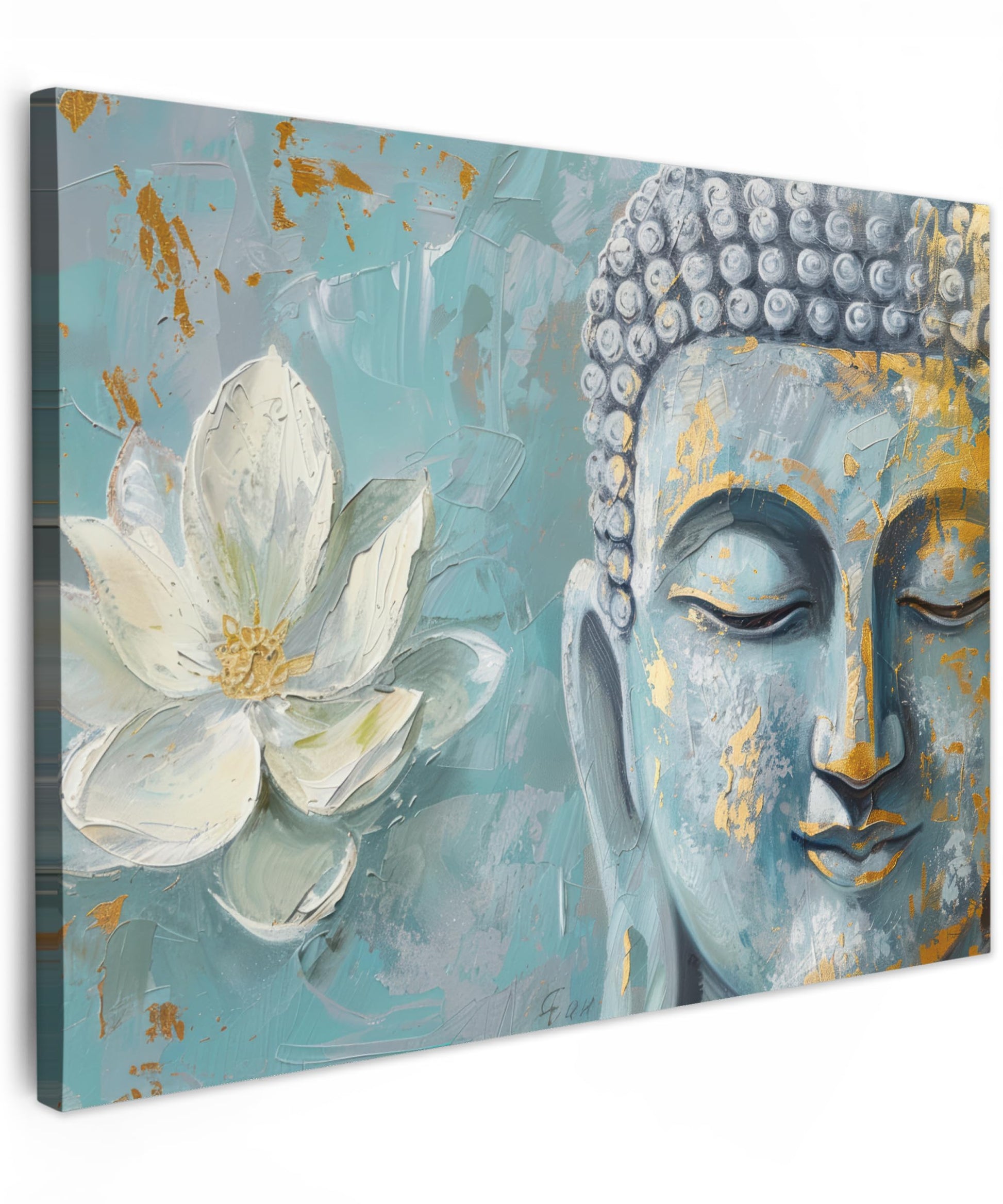 MuchoWow© Wall Pictures Large 120 x 80 cm XXL Bedroom Home Decoration Home Picture Living Room Photo Canvas Wall Pictures Canvas Wall Decor Buddha - Zen - Gold - Luxury - Spiritual