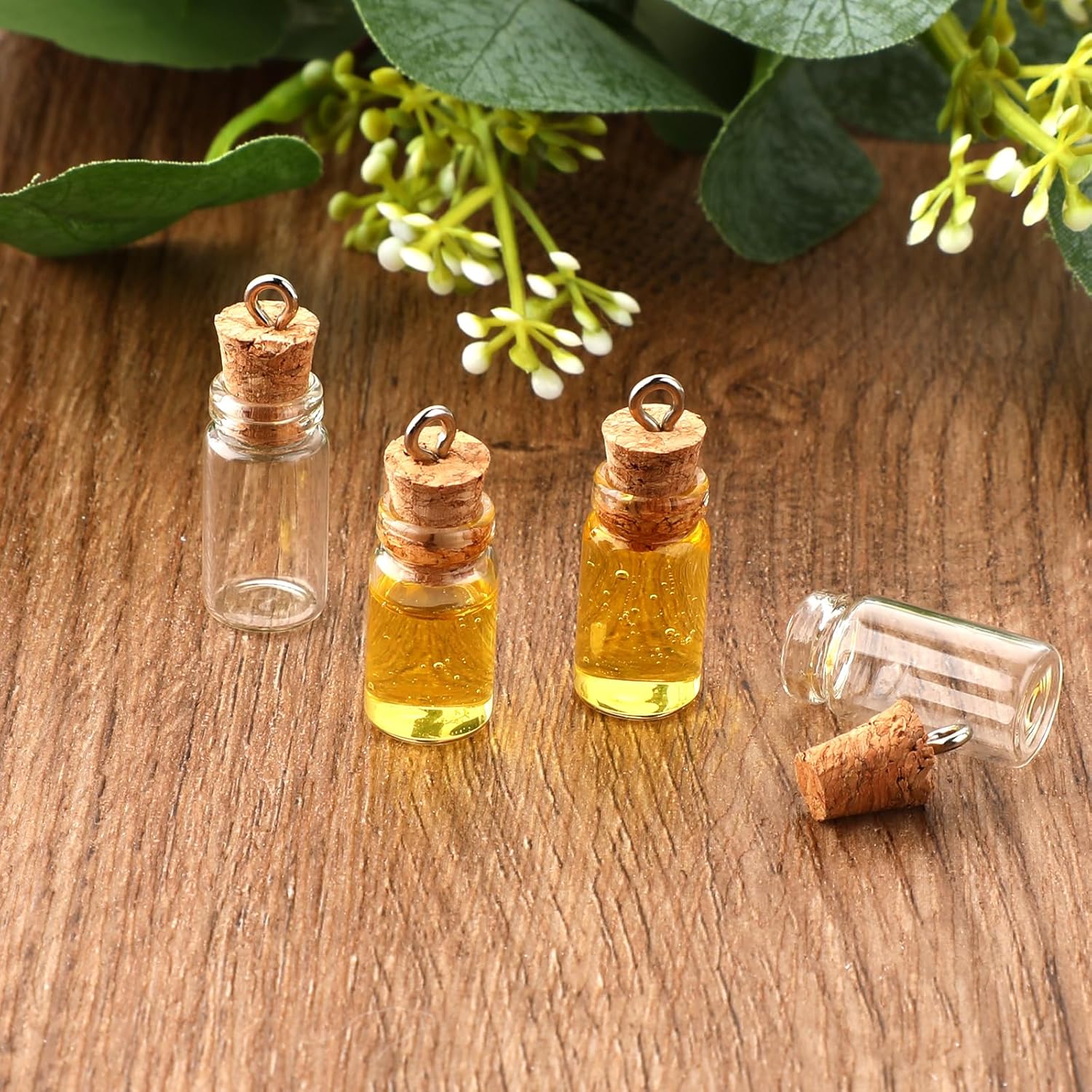 Jeffdad Mini Glasflaschen mit Korkdeckel, 15 Stück Leere Mini Gläser Kleine Fläschchen Zaubergläser Mini-Glasflaschen MiniaturTrankflaschen Kleine Nachrichtenflaschen Diy Crafts(1ml 11x22cm)