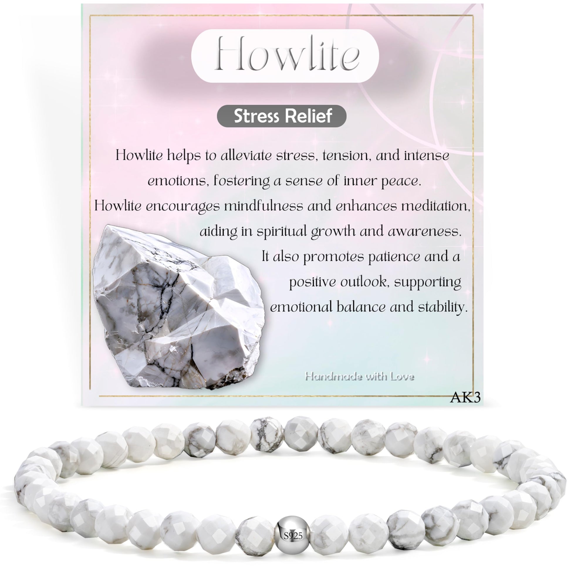 Farfume 4mm Edelstein Perlen Armband für Frauen, Kristall Silber 925 Naturstein Schmuck Elastisch Armbänder Damen, Chakra Spirituelle Charms Armbänder Valentinstag-Geschenke
