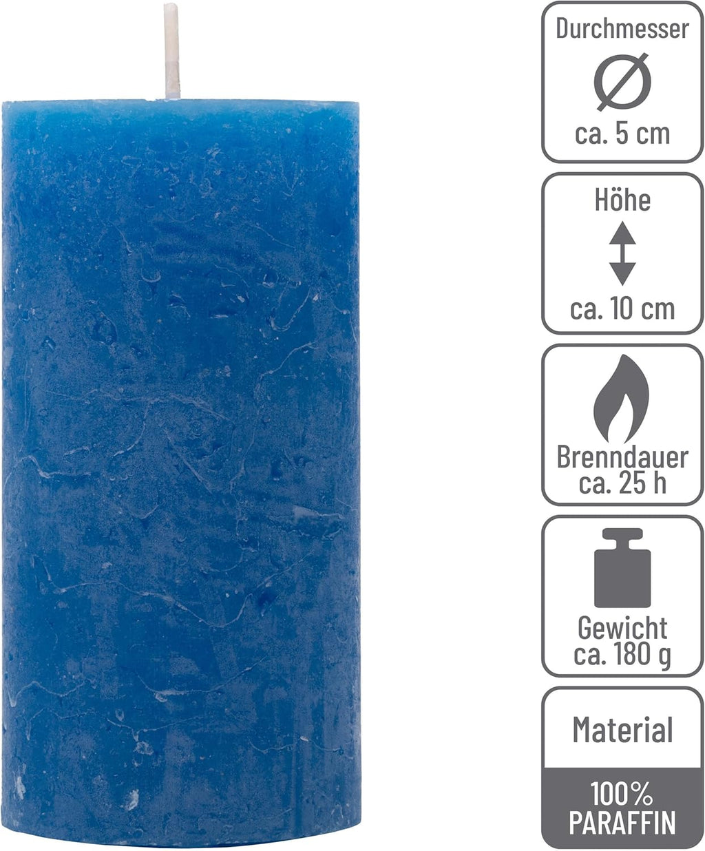 Rustic Candle Height 10 cm Diameter 5 cm Long Burning Time Round Candle Pillar Candles Candle Decoration Table Candles Christmas Candles Wedding Decoration (Blue, 8)