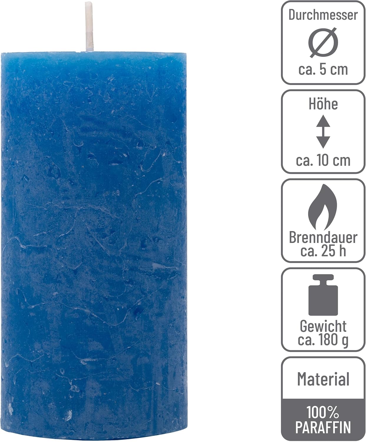 Rustic Candle Height 10 cm Diameter 5 cm Long Burning Time Round Candle Pillar Candles Candle Decoration Table Candles Christmas Candles Wedding Decoration (Blue, 8)