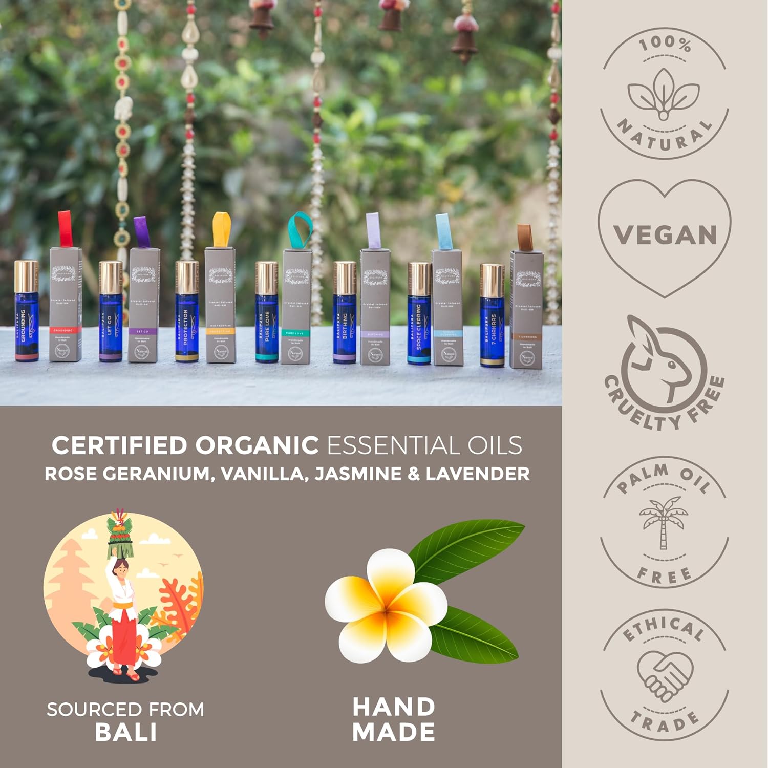 BALIPURA - "Birthing" Crystal Aura Roll On - Natural Healing Oil - Moonstone, Amethyst Gemstones & Crystals - Essential Oil Blends - 8 ml