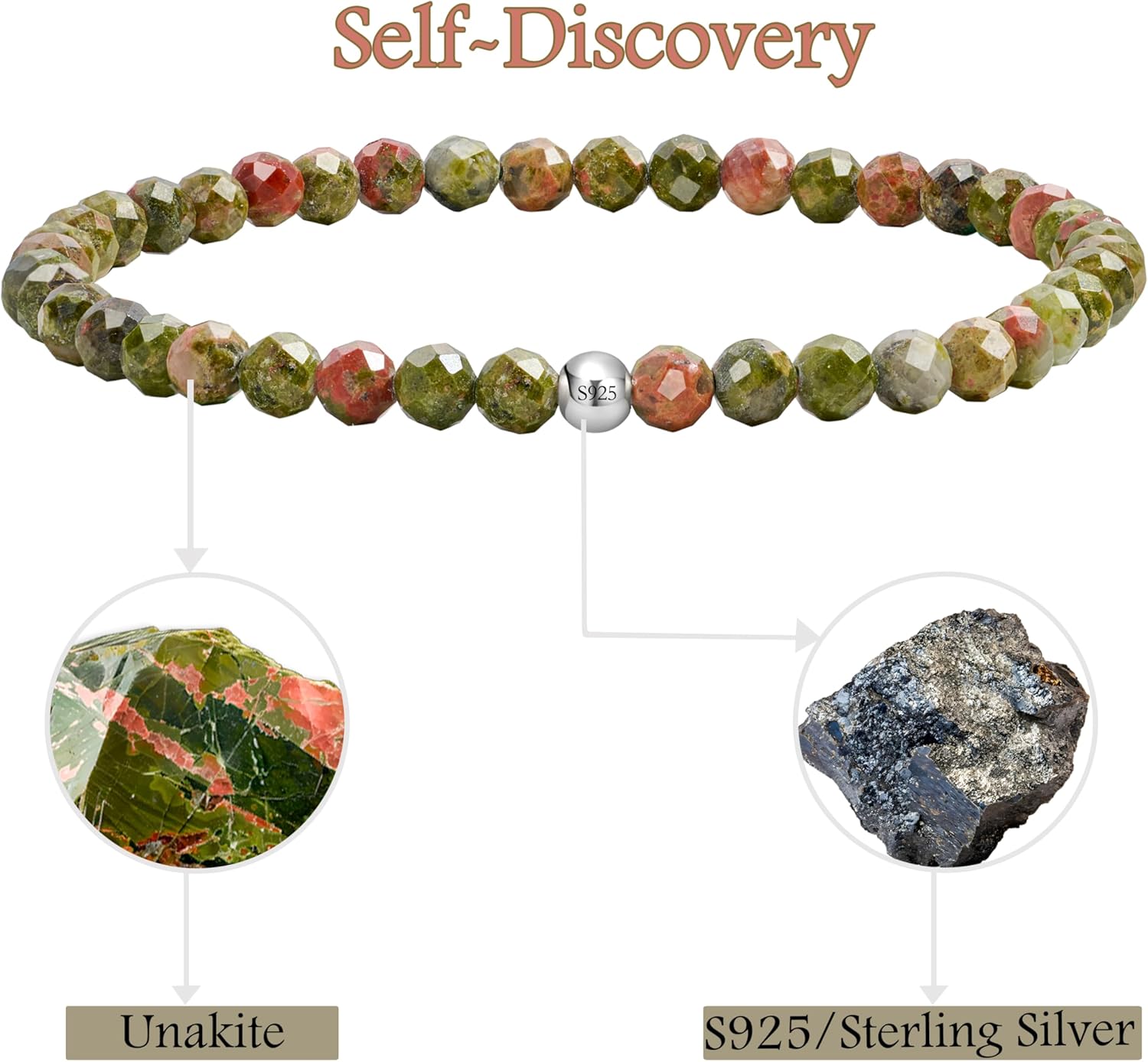Farfume 4mm Edelstein Perlen Armband für Frauen, Kristall Silber 925 Naturstein Schmuck Elastisch Armbänder Damen, Chakra Spirituelle Charms Armbänder Valentinstag-Geschenke