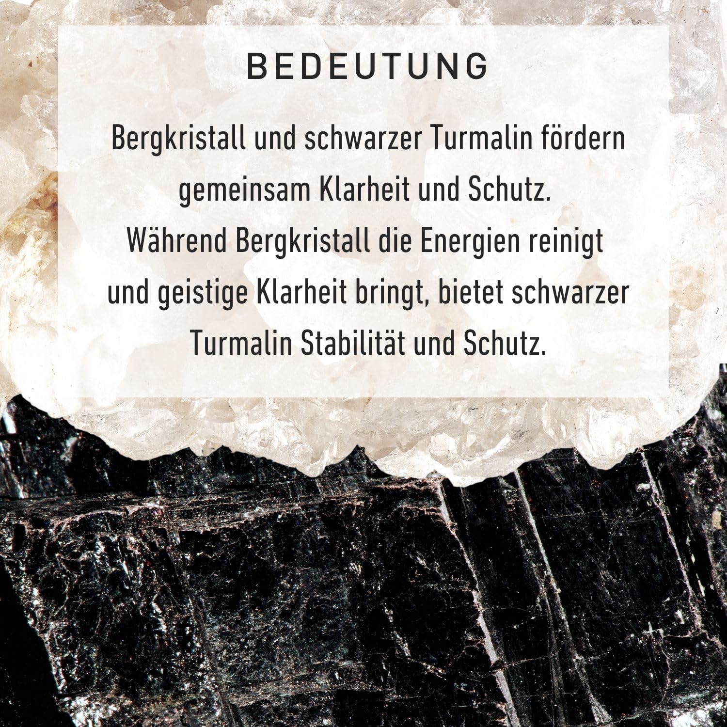 happymaker - Schwarzer Turmalin Kette mit Bergkristall, Stoffband mit 18k vergoldeten Perlen und echten Edelsteinen, Turmalin und Bergkristall Anhänger, lange Kette Damen, handgefertigt in Deutschland