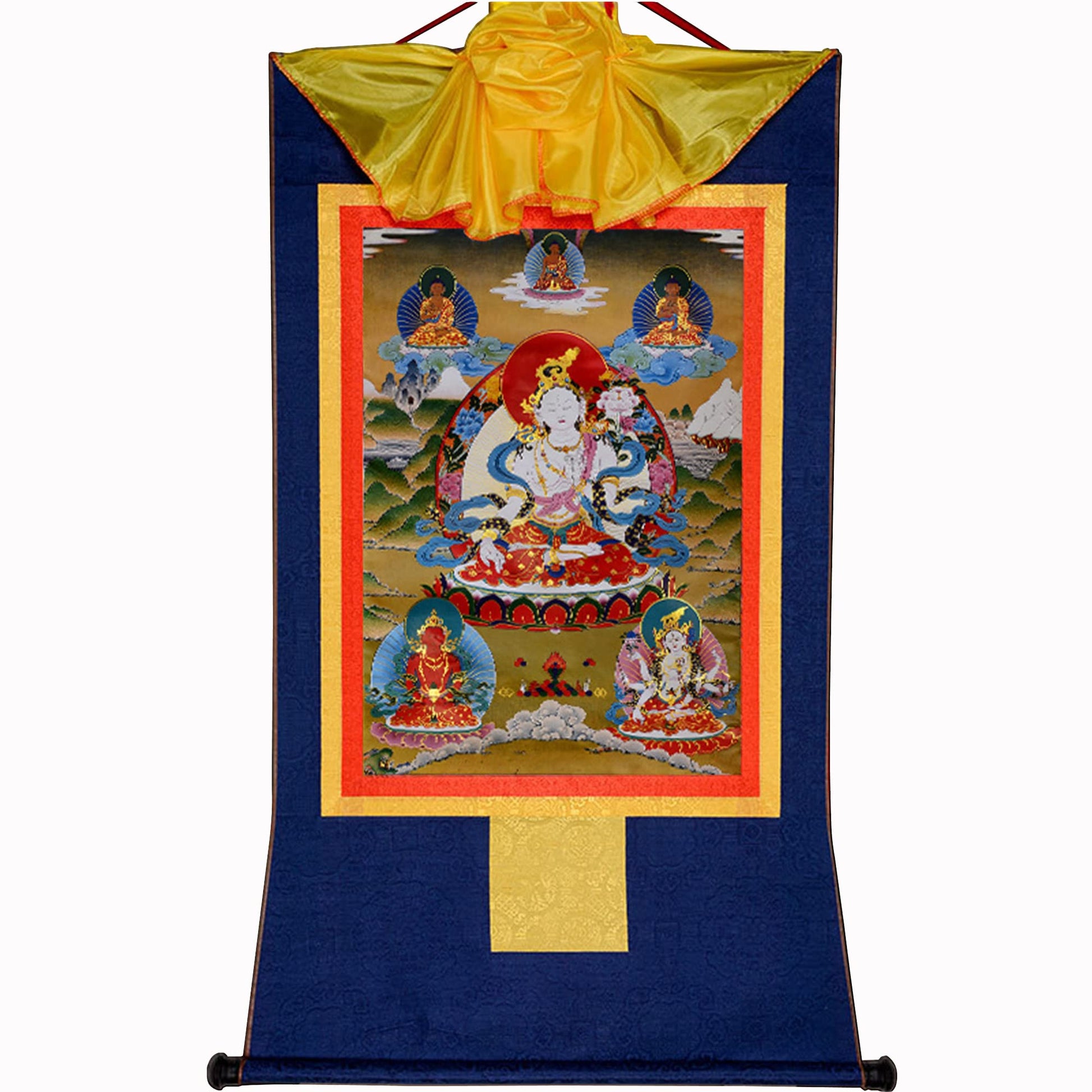 Gandhanra Green Tara Thangka Tibetan Thangka Art - Hot Stamped Buddha Tapestry for Zen Home Decor, Meditation, Spiritual Relaxation, and Peace