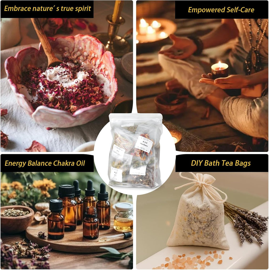32 Pack Herbs for Witchcraft, Dried Flowers for Witch Crafts Supplies | Beginner Witchcraft Starter kit, Botanicals for Spell Jars,Pagan,Wiccan Rituals Altar Decor, Sachets, Candles and Soap Making