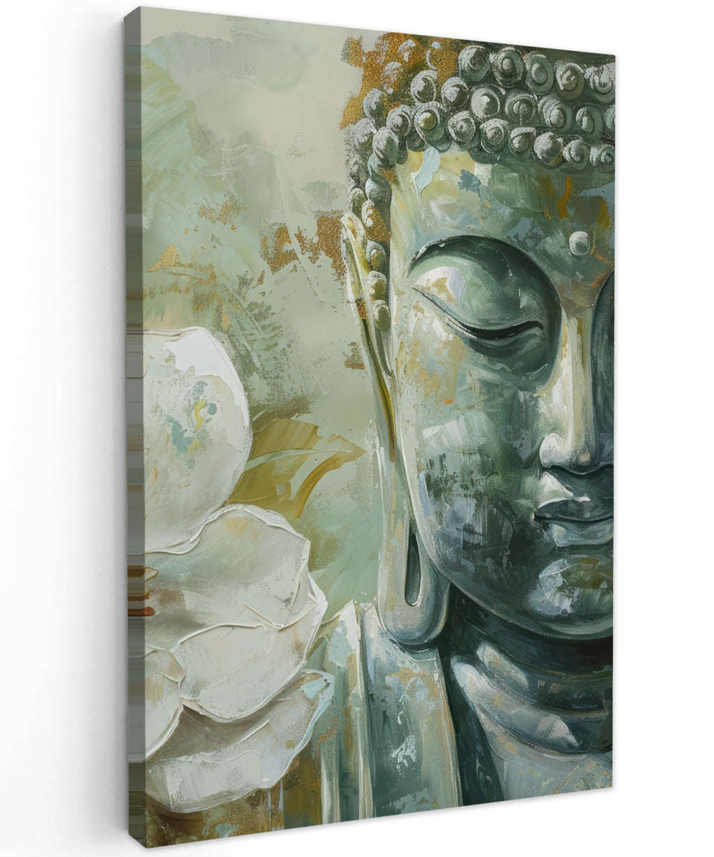MuchoWow© Wall Pictures Large 120 x 80 cm XXL Bedroom Home Decoration Home Picture Living Room Photo Canvas Wall Pictures Canvas Wall Decor Buddha - Zen - Gold - Luxury - Spiritual