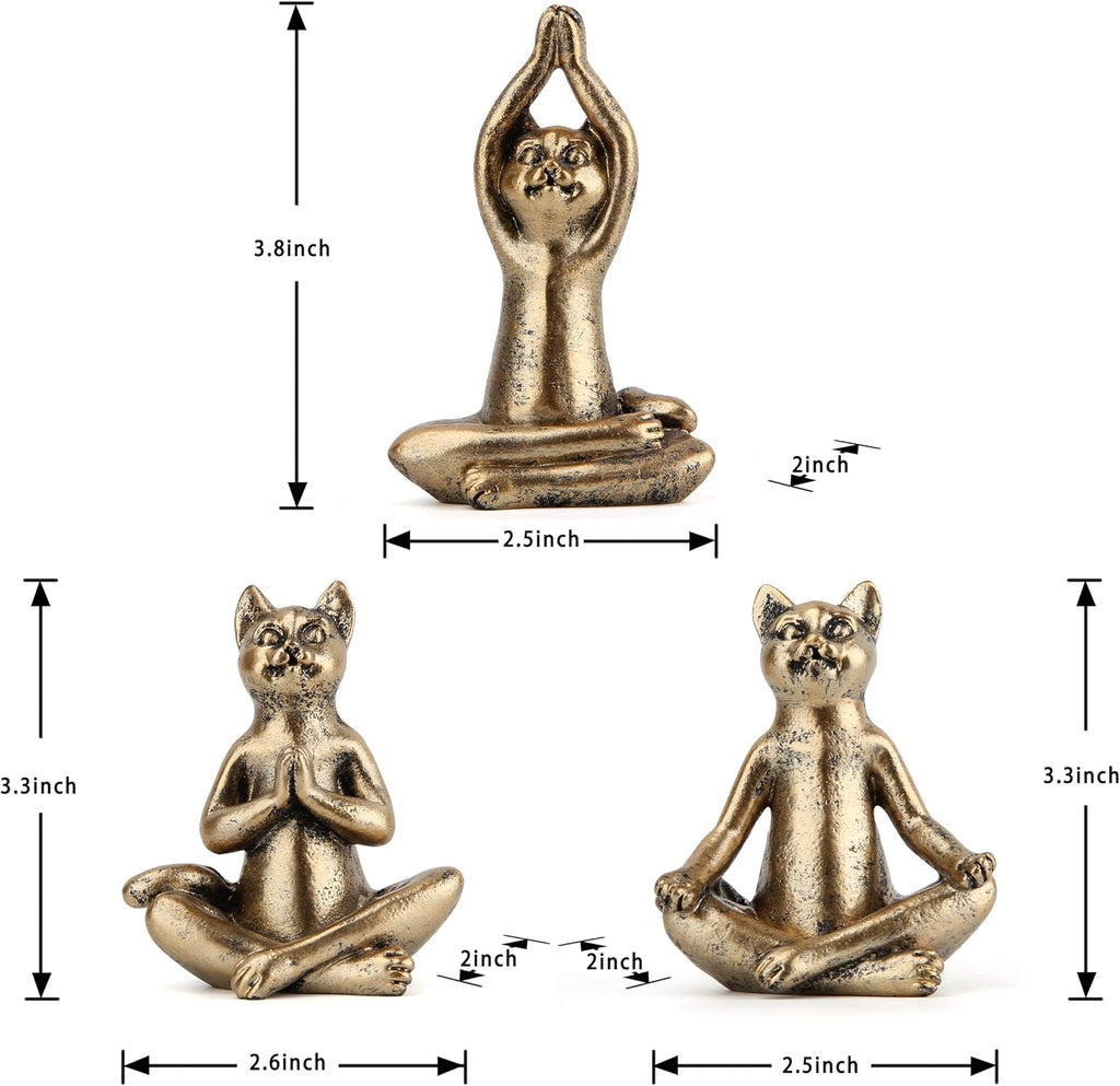 Smadeer Yoga Cat Statues for Home Decor Accents,Yoga Pose Figurine for Zen Spiritual Bedroom Living Room Office Table Desk Modern Boho Decoration,Meditation Shelf Decor Accents Antique Bronze Gift