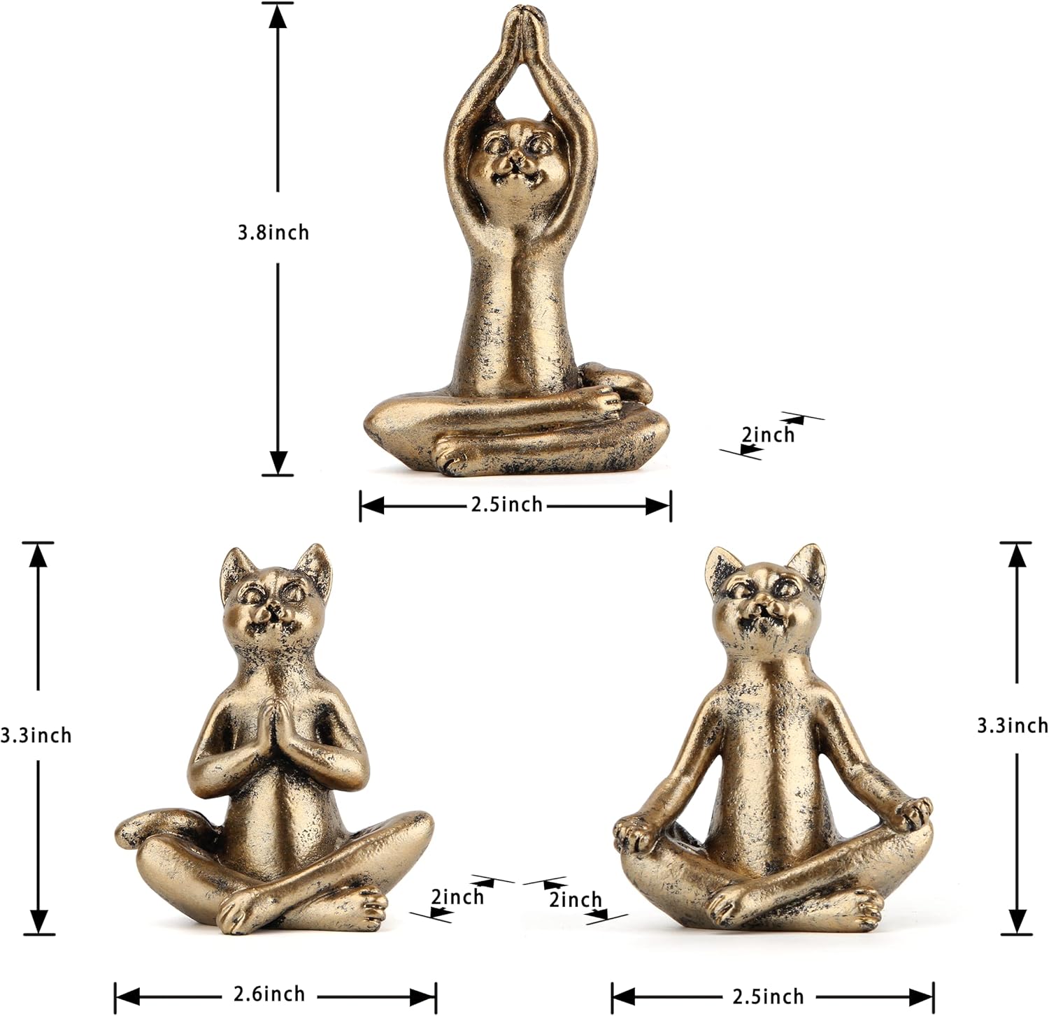 Smadeer Yoga Cat Statues for Home Decor Accents,Yoga Pose Figurine for Zen Spiritual Bedroom Living Room Office Table Desk Modern Boho Decoration,Meditation Shelf Decor Accents Antique Bronze Gift