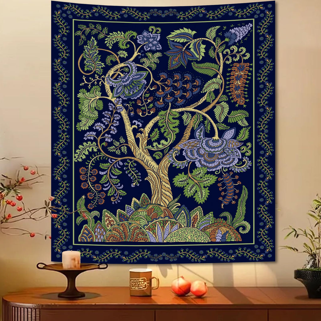 Green Boho Tapestry for Bedroom, Large Hippie Tree of Life Wall Tapestries
