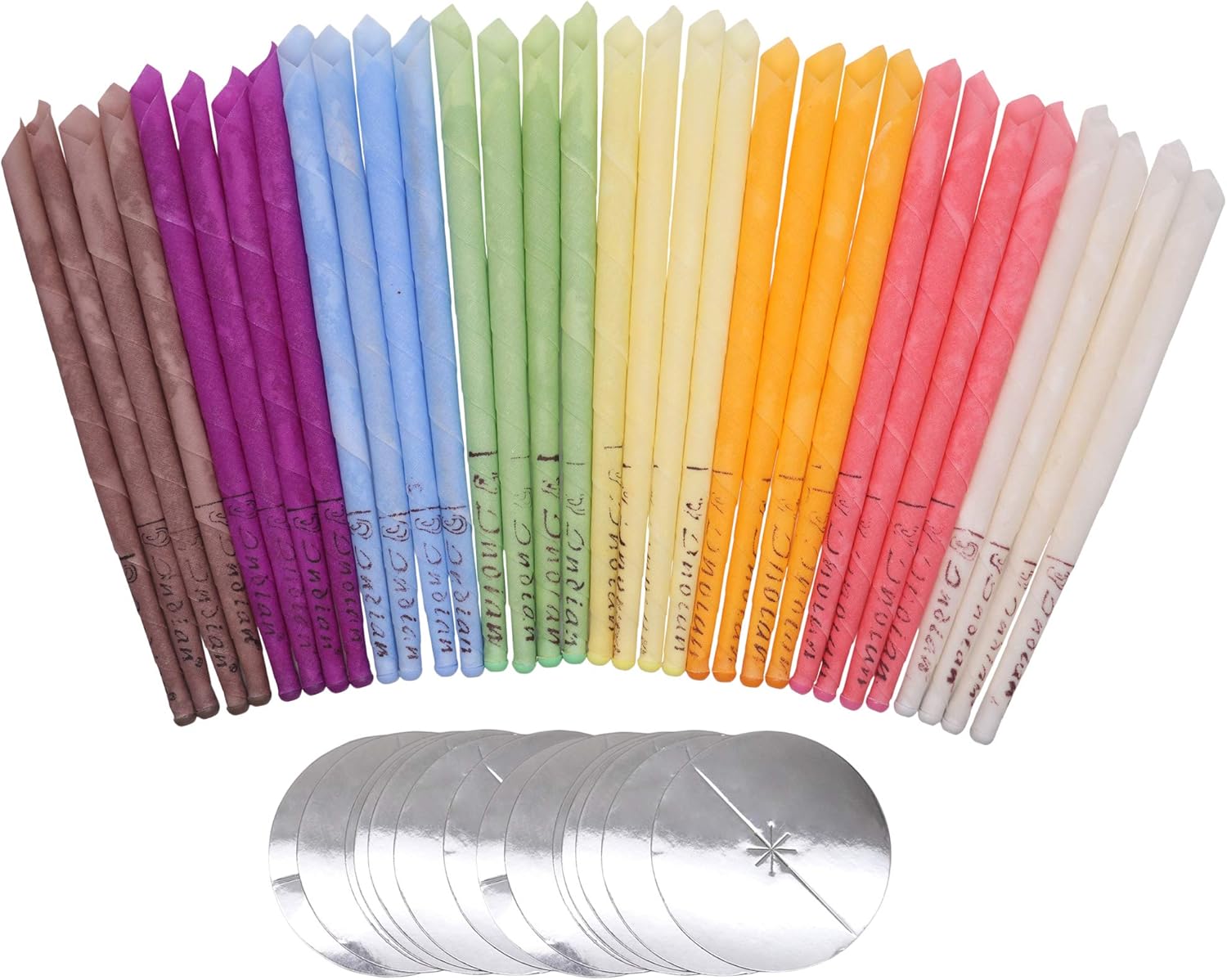 Natürliche Ohrkerzen,32 Stück (8 Farben), Zylinderduft, hohle Kegelkerzen mit 16 Schutzscheiben