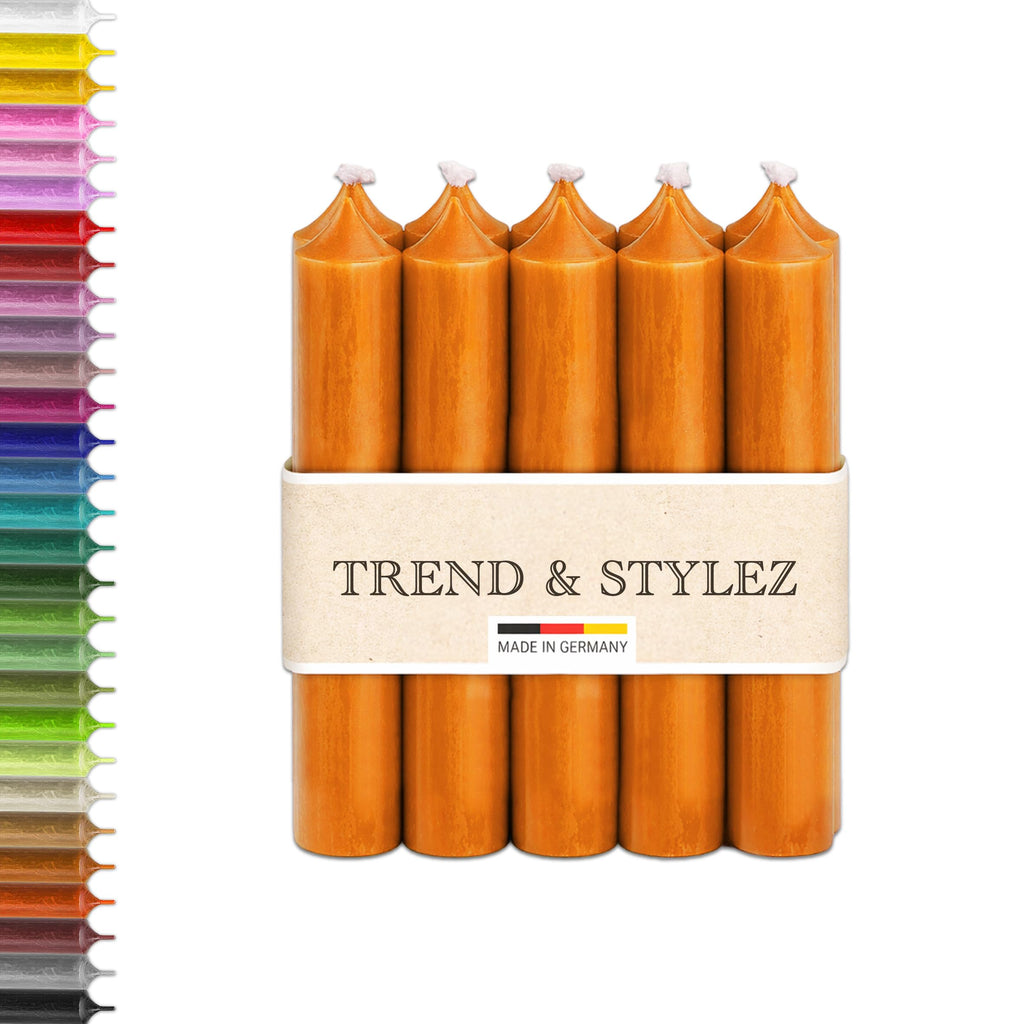 10 Bunte Spitzkerzen durchgefärbt 100x22mm | RAL Stabkerzen mit 8h+ Brenndauer | Ohne Tropfen & Rußen | Tafelkerzen für Leuchter | Made in Germany (Pastellblau)