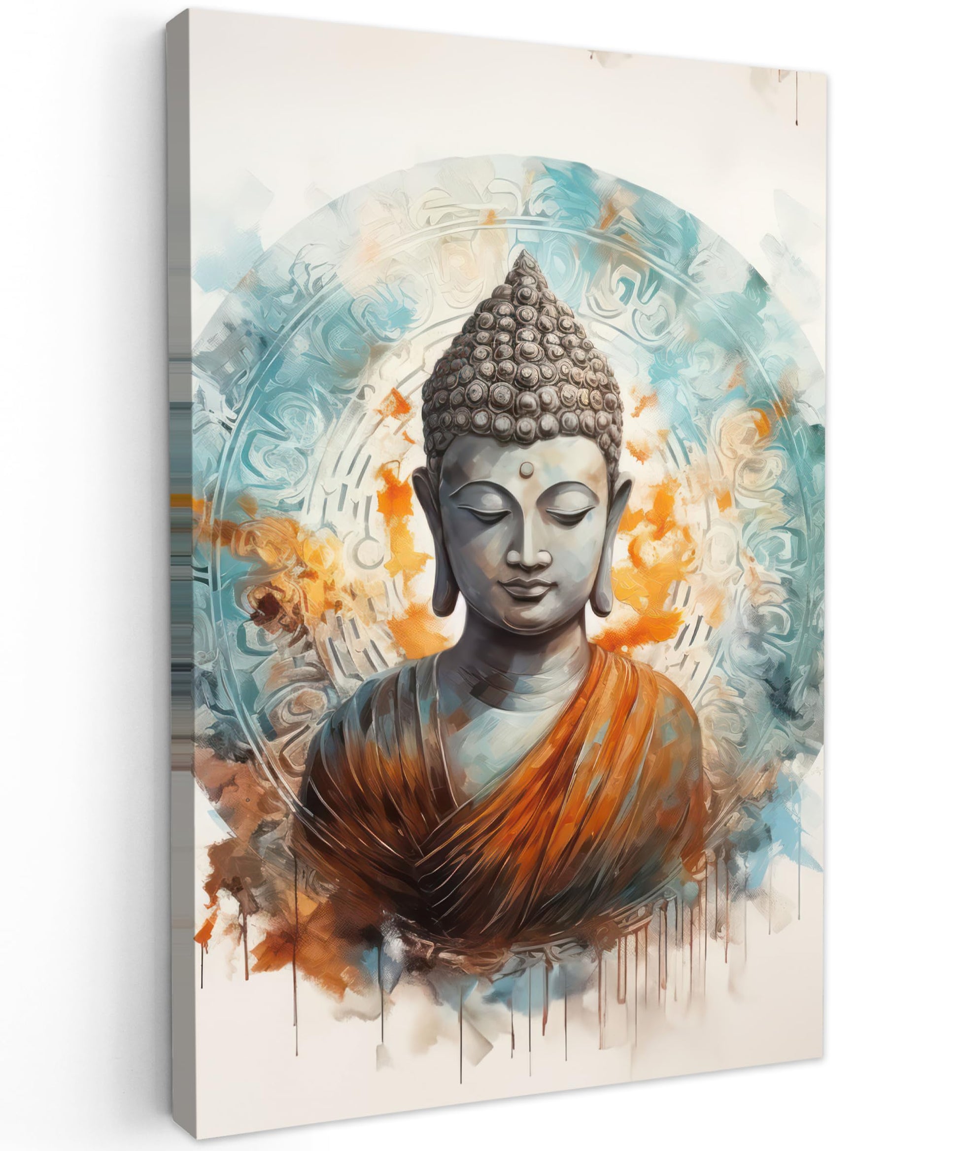 MuchoWow© Wall Pictures Large 120 x 80 cm XXL Bedroom Home Decoration Home Picture Living Room Photo Canvas Wall Pictures Canvas Wall Decor Buddha - Zen - Gold - Luxury - Spiritual