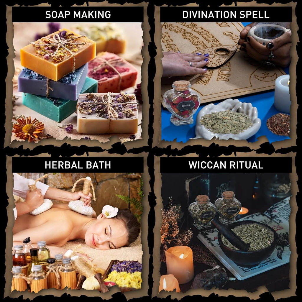 Witchcraft Supplies Herbs Kit - 20 Pcs Dried Herbs and Flowers for Witch Starter - Spell Herbs Jars for Wiccan Altar Supplies, Wicca Pagan Rituals, Magic Healing, Candle and Soap Making