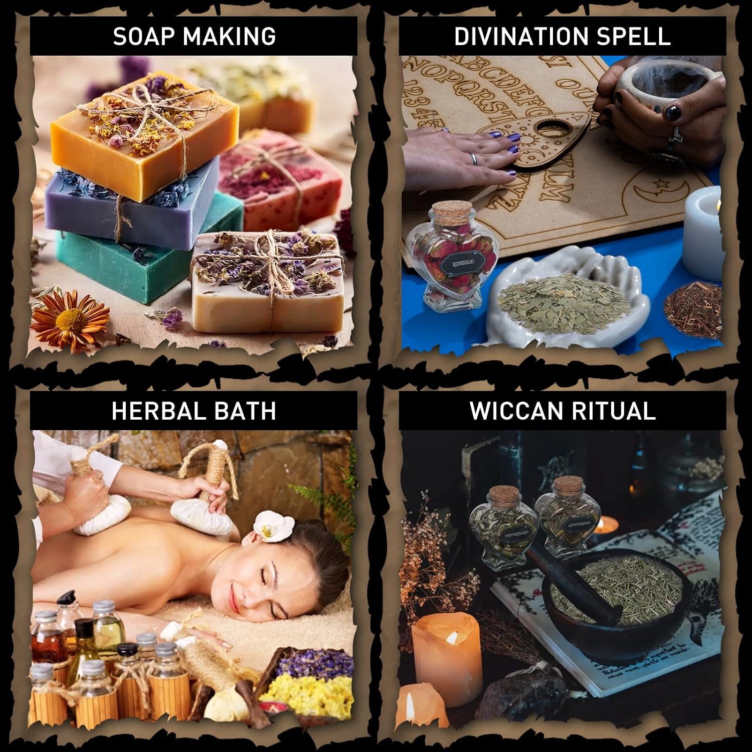 Witchcraft Supplies Herbs Kit - 20 Pcs Dried Herbs and Flowers for Witch Starter - Spell Herbs Jars for Wiccan Altar Supplies, Wicca Pagan Rituals, Magic Healing, Candle and Soap Making