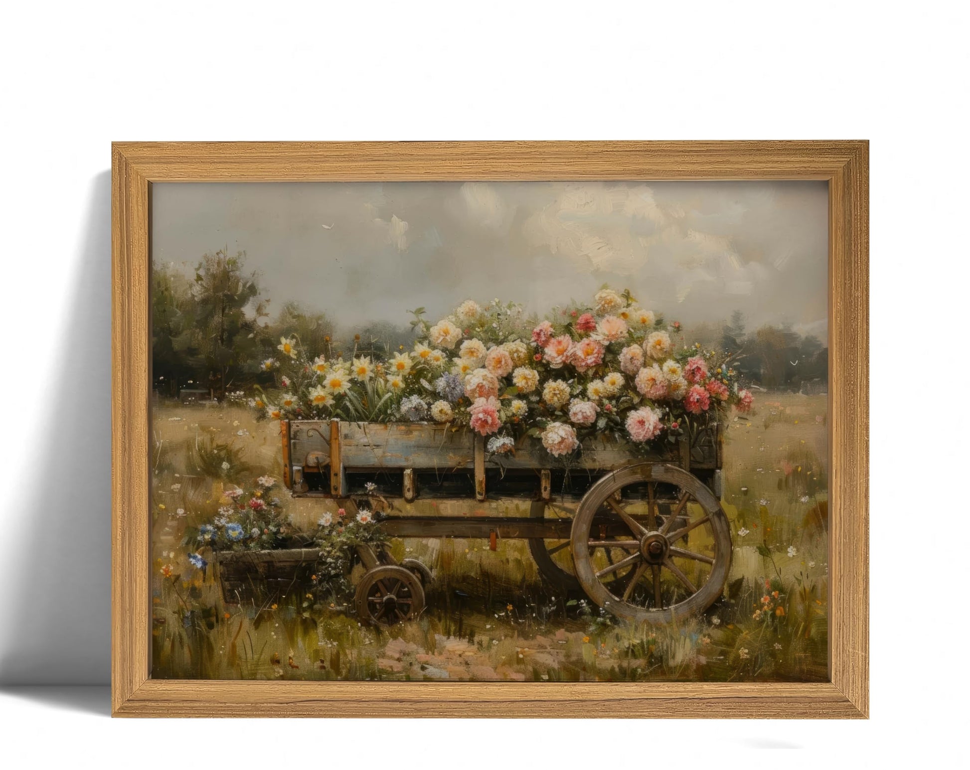 Praying Angel Wall Art – Spiritual Canvas Print, Colored Winged Angel Oil Painting Style Christian Religious Picture poster，Spiritual Blue and Pastel Tones Wall Decor for Bedroom, Prayer Room, Christian Gift, Wood Frame 12x16in