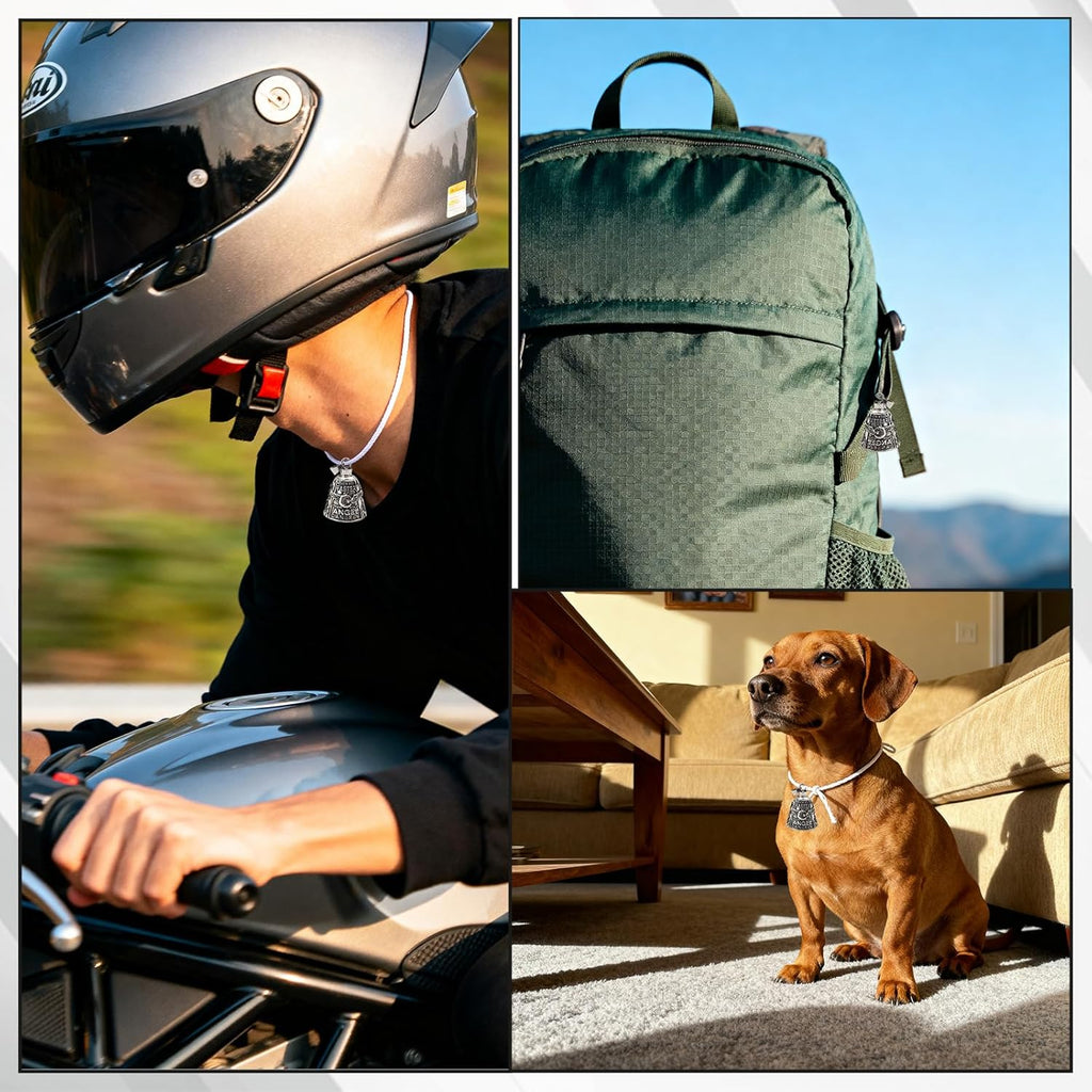 Guardian Bell Biker Bell Reitglocke Motorrad Glöckchen mit Schlüsselanhänger und Ring, Biker Glücksglocke mit Beutel