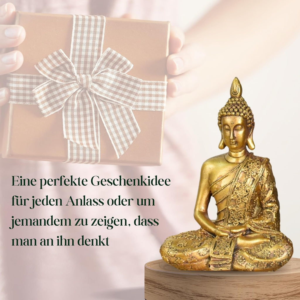 Zen'Light - Buddha-Kopf-Figur Sanci - Dekoration für Zen, Meditation und Feng-Shui - Geschenk für entspannende und spirituelle Atmosphäre - Buddha-Statue - Höhe: 18 cm - Farbe: Gold