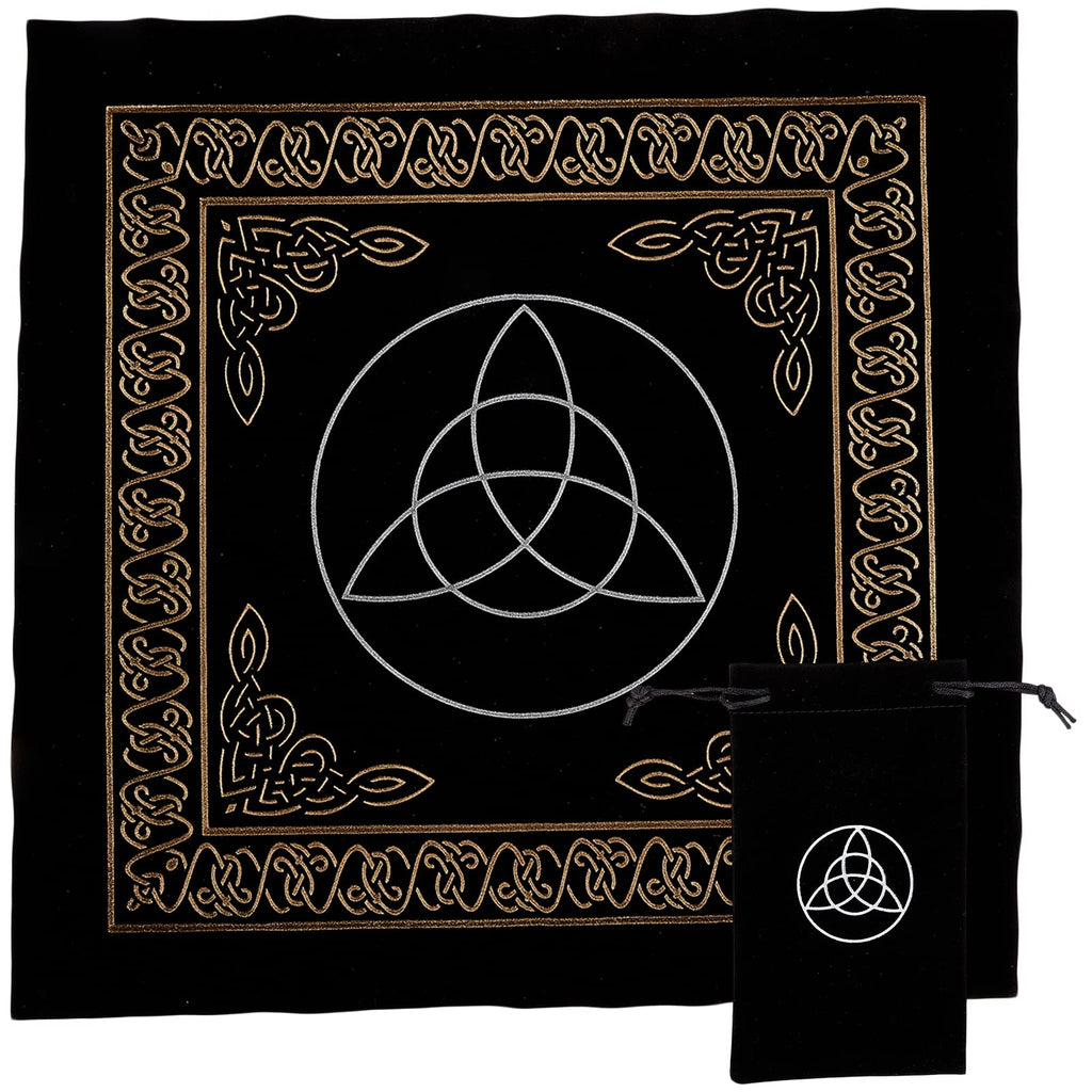CREATCABIN Altartuch Mond Sonne Stern Pentagramm Himmlisches Tarot-Deck Spiritueller Wandteppich Tischdecke Macht Heiliges Tuch Astrologie Für Wahrsagen Premium-Hexereizubehör Pagan 19.29x19.29 cm