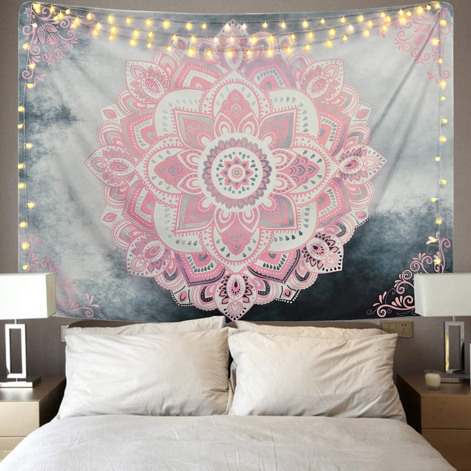 Alishomtll Mandala Wandtuch Bohemian Wandteppich Indian Wandbehang Psychedelisch Deko Wall Hanging Tapestry Tapisserie Groß 210 x 150cm
