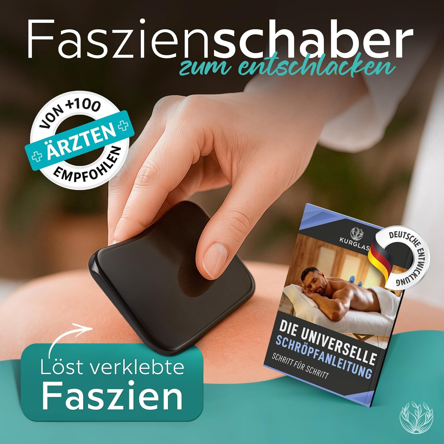 [Das Original] Schröpfgläser Silikon [2 Stück] - Effektive Schröpfen Silikon mit Faszienschaber - Dermatest: Sehr Gut - Schröpfglas - Schröpfset mit e-Book - Gegen Verspannungen & Cellulite