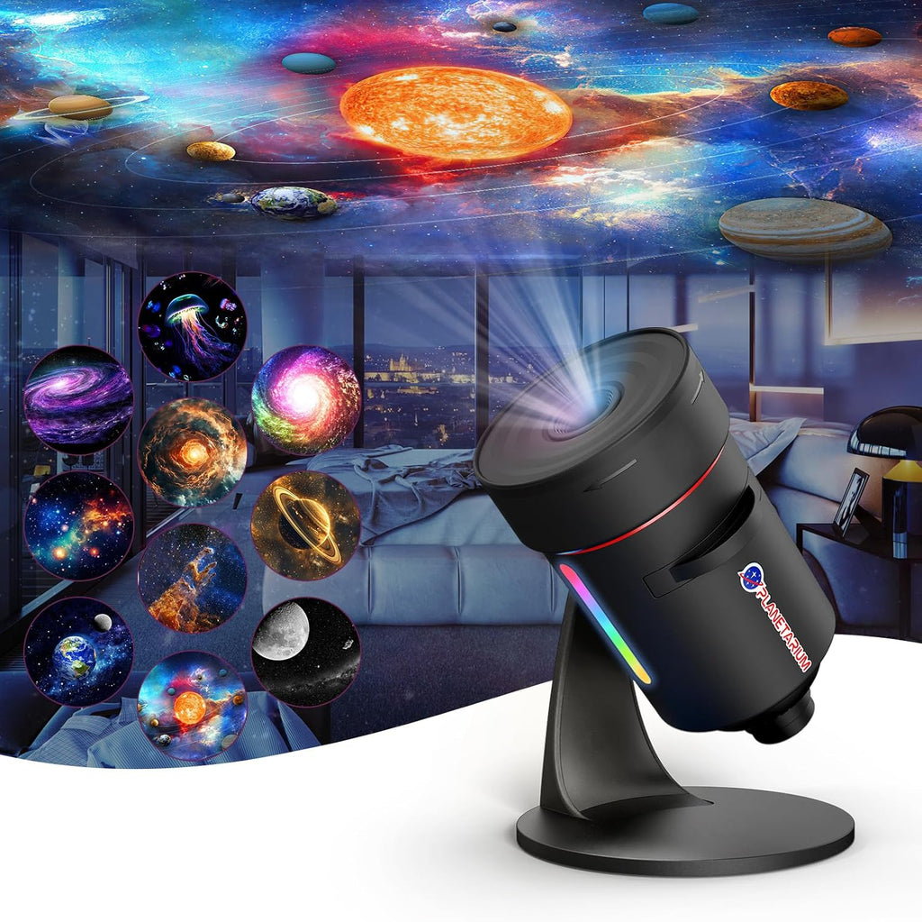 VanSmaGo 8th Gen Sternenhimmel Galaxy Projektor, Galaxy Planetarium Star Projector, HD Picture Night Light Sternenprojektor, 360° Rotating Mist with Adjustable Button and Timer [Energy Class C]