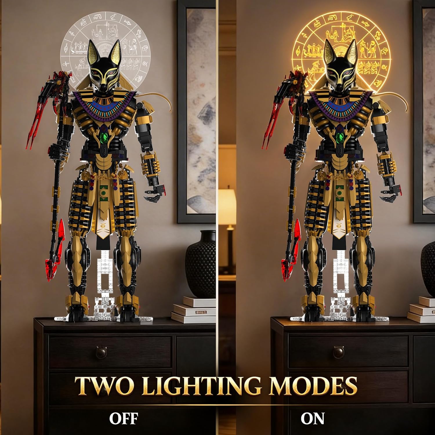JMBricklayer Anubis Building Blocks Adults, Ancient Egyptian God Figure Building Toy, Large Mythical Egypt Dog Head Statue Decor Model, Height 66 cm, Construction Kit Gifts for Mythology Lovers