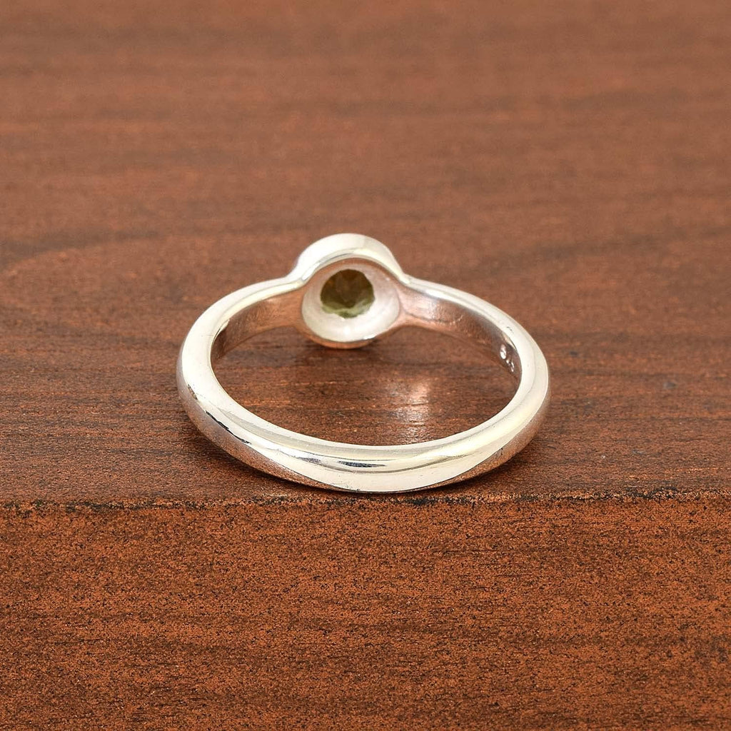 Moldavite Damen-Ring, massives 925er Sterlingsilber, FSJ-5747