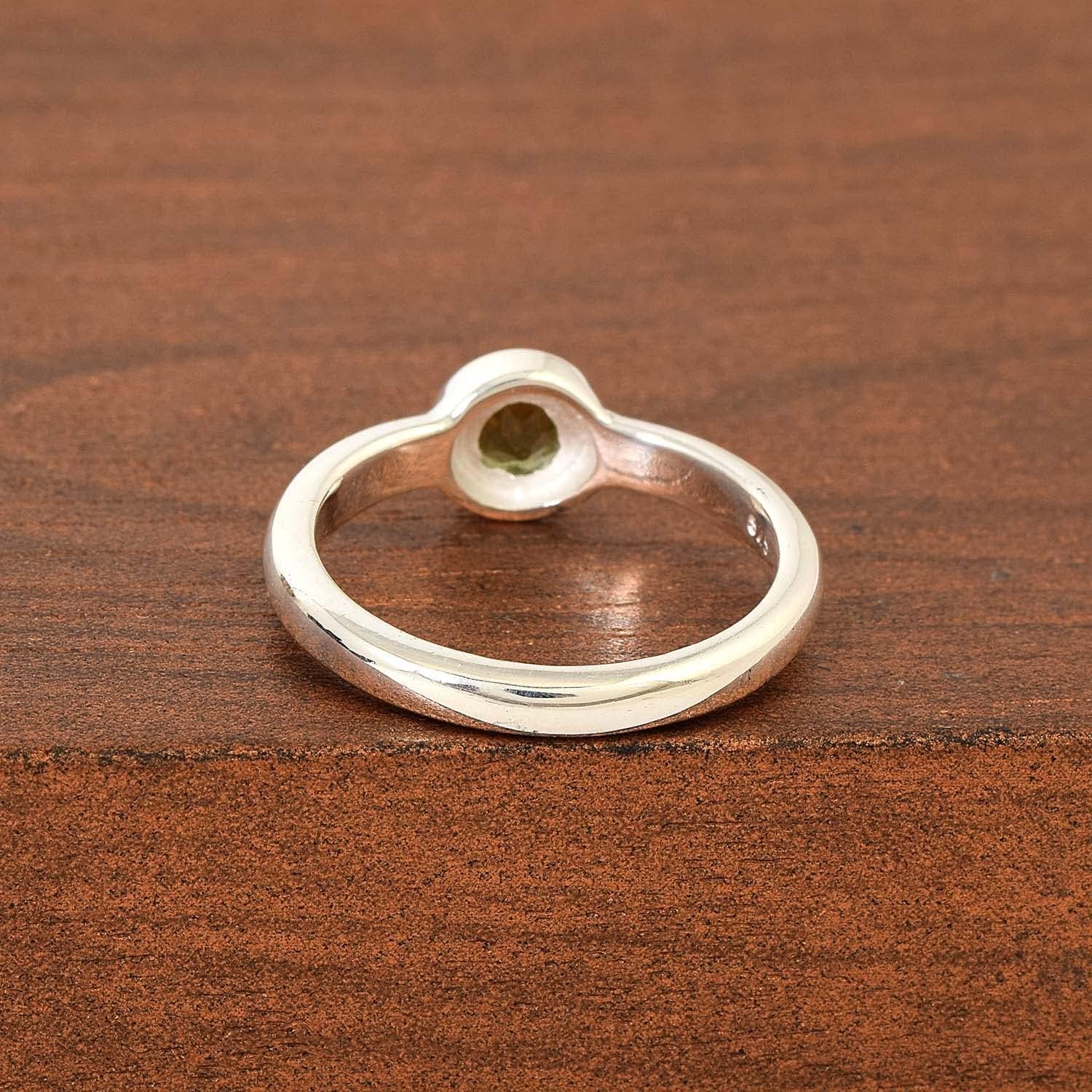 Moldavite Damen-Ring, massives 925er Sterlingsilber, FSJ-5747