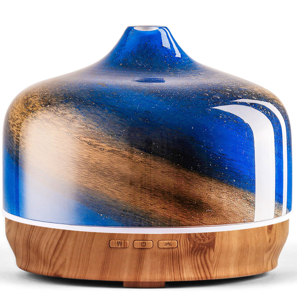 Porseme Aroma Diffuser 500ml, Handgeblasen 3D Glas Luftbefeuchter, Ultraschall Aromatherapie Öle Diffusor mit 7 farbigem LED Licht,Diffusor für Ätherische Öle Letzte 15-21 Stunden,BPA Frei für Wohnung
