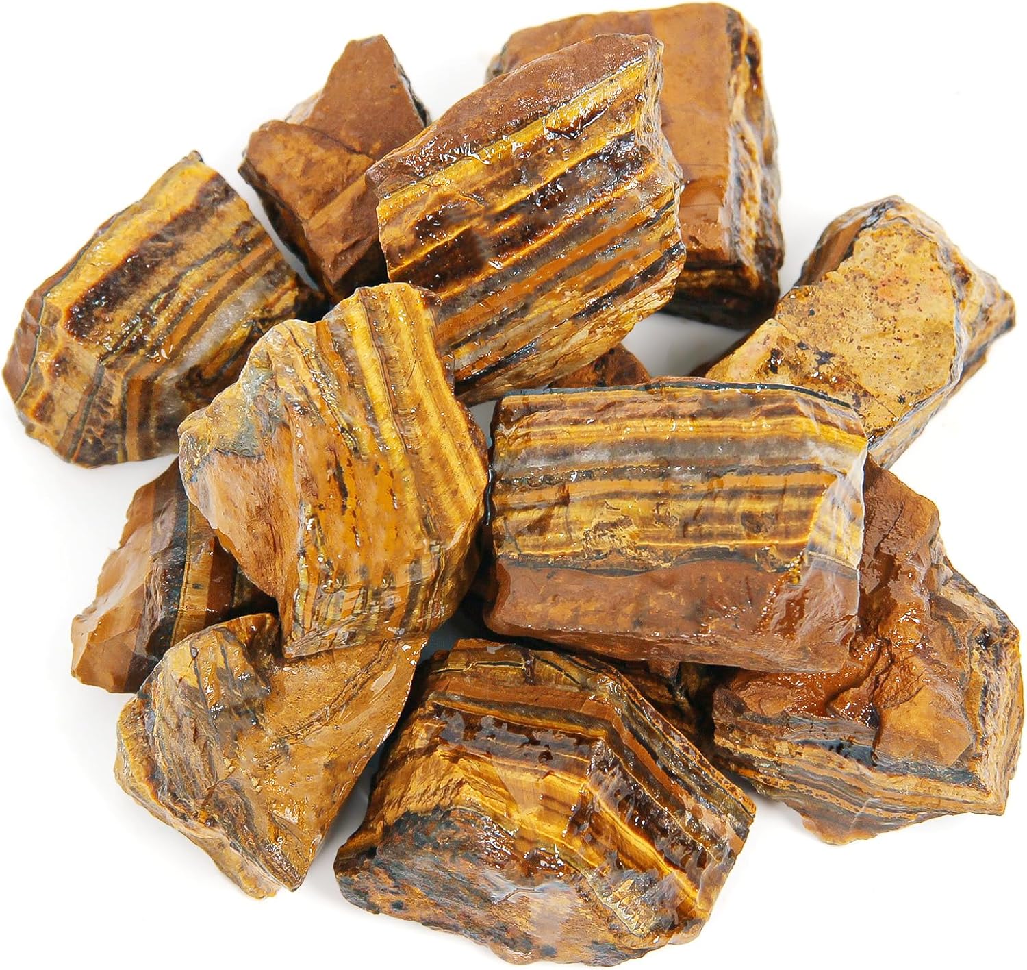 500 Gramm Naturbelassene Tigerauge Rohsteine, Natürlicher Tigerauge Rohkristall zur Wasseraufbereitung, Heilsteine Wassersteine