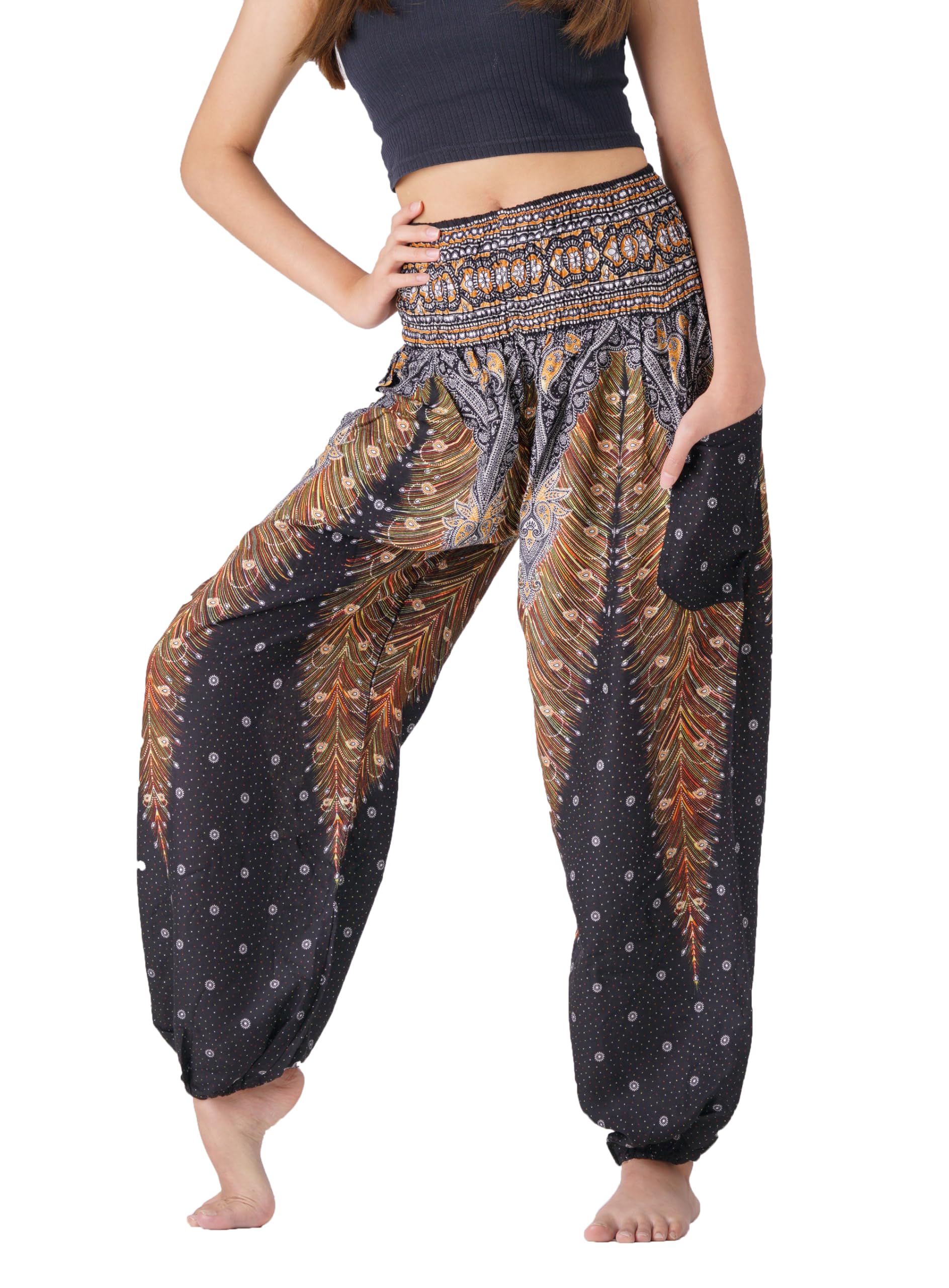 B BANGKOK PANTS Harem Pants Women Yoga Boho Clothes with Pockets