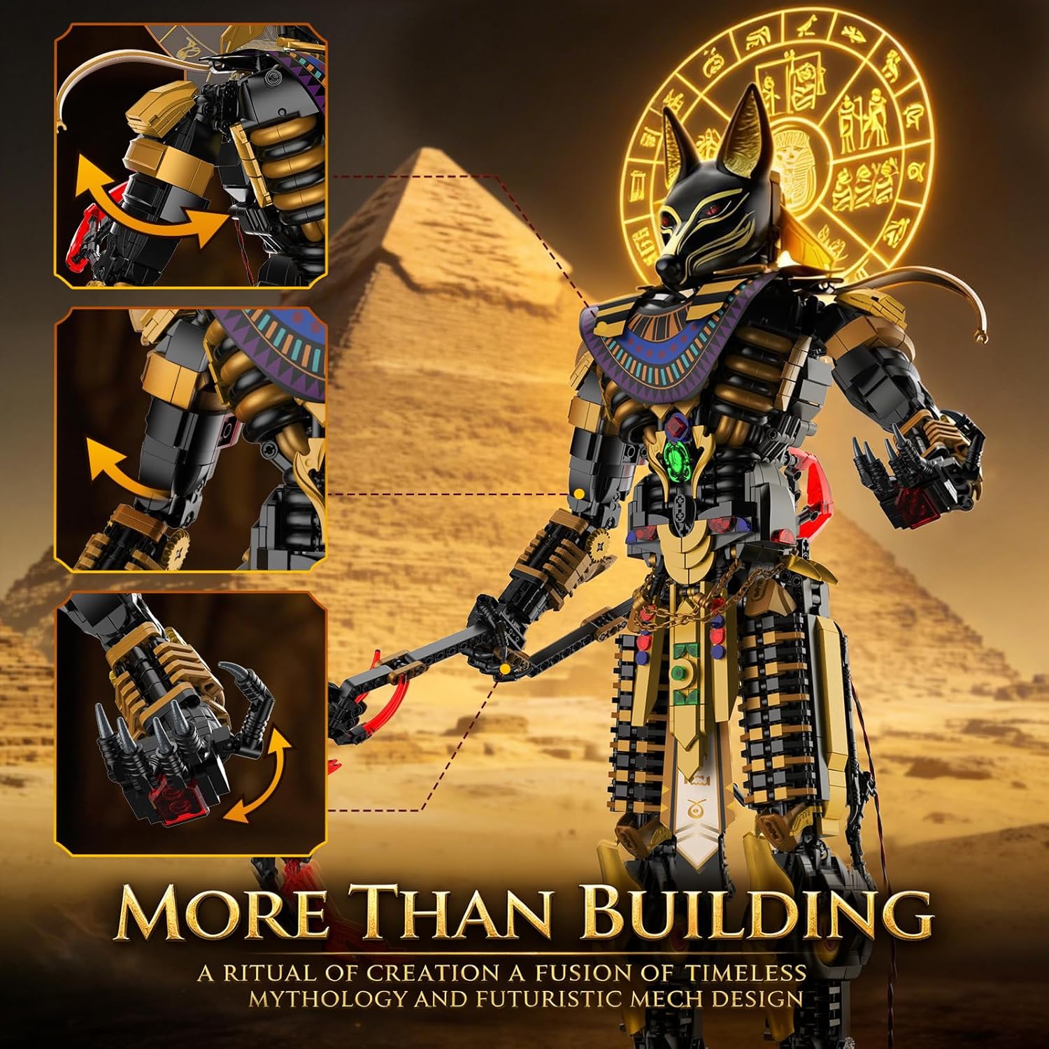 JMBricklayer Anubis Building Blocks Adults, Ancient Egyptian God Figure Building Toy, Large Mythical Egypt Dog Head Statue Decor Model, Height 66 cm, Construction Kit Gifts for Mythology Lovers