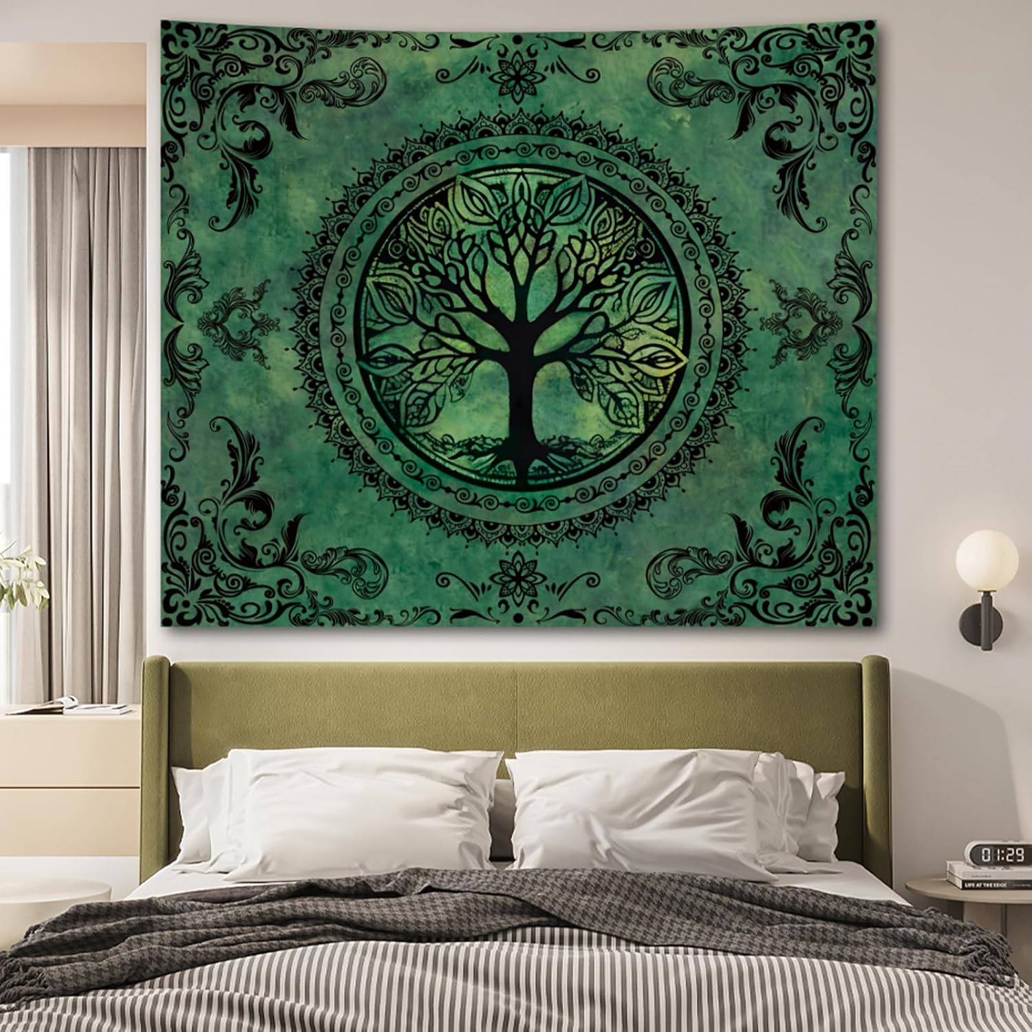 Green Boho Tapestry for Bedroom, Large Hippie Tree of Life Wall Tapestries