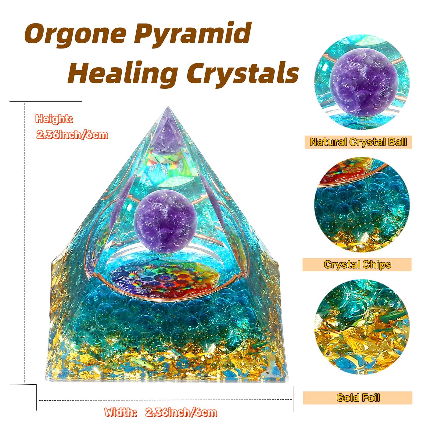XIANNVXI 2.4" Große Kristalle Pyramide Amethyst Stein Obsidian Edelsteine Natürliche Heilsteine Pyramiden Reiki Spirituelle Geschenke für Frauen Männer