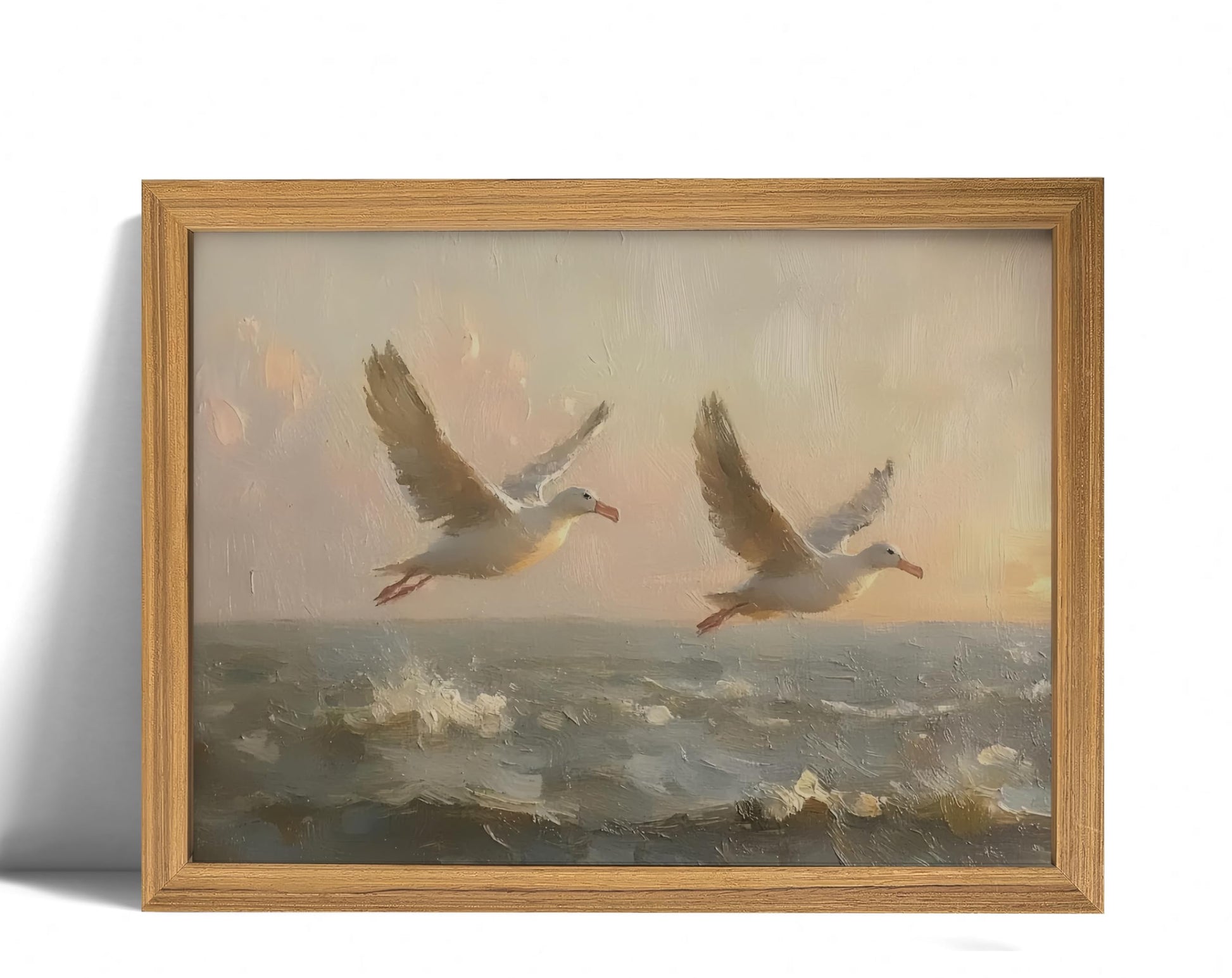 Praying Angel Wall Art – Spiritual Canvas Print, Colored Winged Angel Oil Painting Style Christian Religious Picture poster，Spiritual Blue and Pastel Tones Wall Decor for Bedroom, Prayer Room, Christian Gift, Wood Frame 12x16in