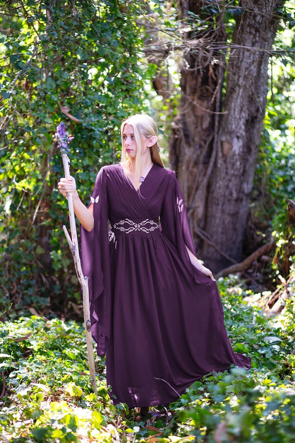 Scarlet Darkness Women's Renaissance Costume Wrap V Neck Medieval Dress Split Bell Sleeve Embroidery Fairy Dresses