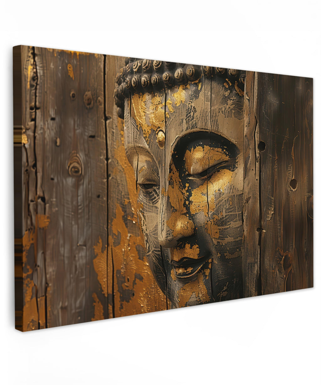 MuchoWow© Wall Pictures Large 120 x 80 cm XXL Bedroom Home Decoration Home Picture Living Room Photo Canvas Wall Pictures Canvas Wall Decor Buddha - Zen - Gold - Luxury - Spiritual
