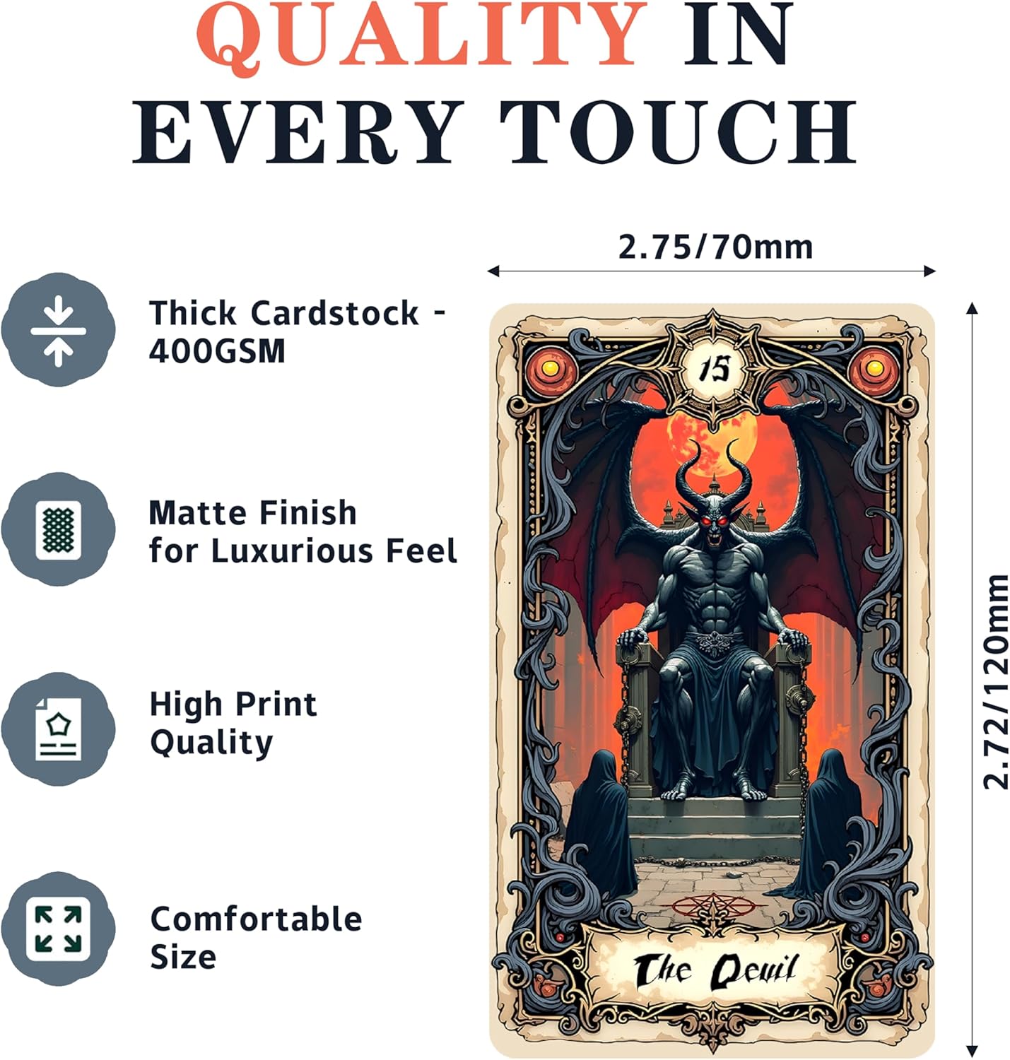 Gothic Tarot Deck, 78-Card Deck of Original Art - an intuitive Fortune-Telling and Spiritual Divination Tool for Both Beginners and Experts