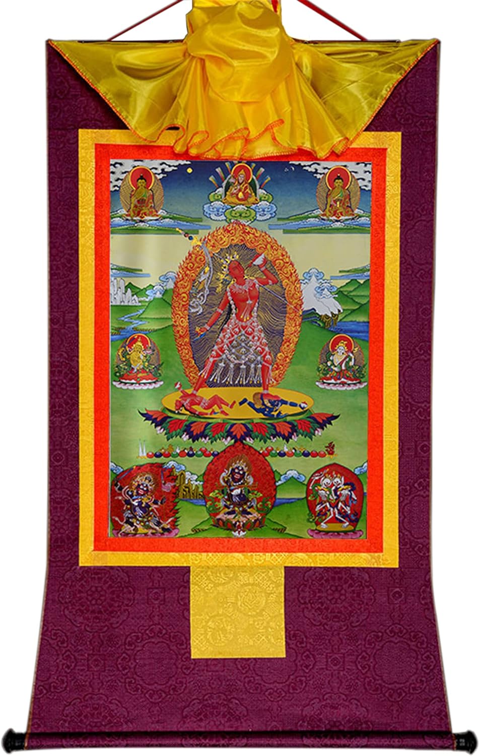 Gandhanra Thangka Tibetische Wandbehang,Naro Khechara Vajrayogini Thangka,Heißgeprägter Buddha Wandteppich für Zen Wohnkultur, Meditation, Spirituelle Entspannung und Ruhe