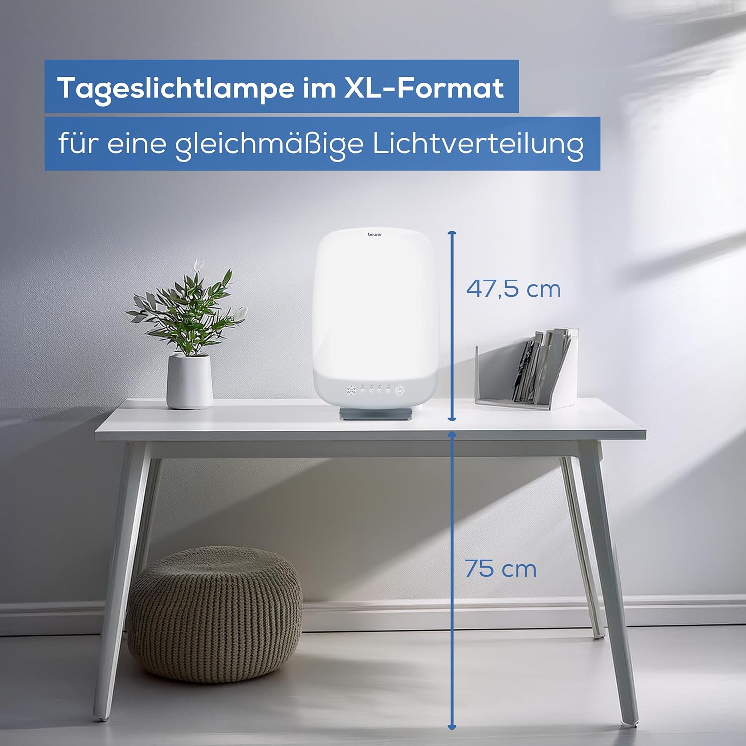 Beurer TL 95 Tageslichtlampe, Simulation von Tageslicht, 10000 Lux, Medizinprodukt, Tageslichtleuchte bei Lichtmangelerscheinung, SunLike® LED-Technologie, mit Dimmer