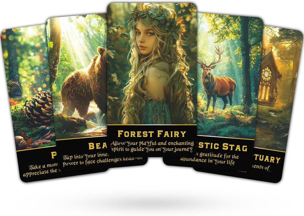 QCFQCF Enchanted Forest Oracle Deck, Orakelkarten für Anfänger, Entdecken Sie mystische Weisheit und Naturgeheimnisse für spirituelle Führung und Transformation