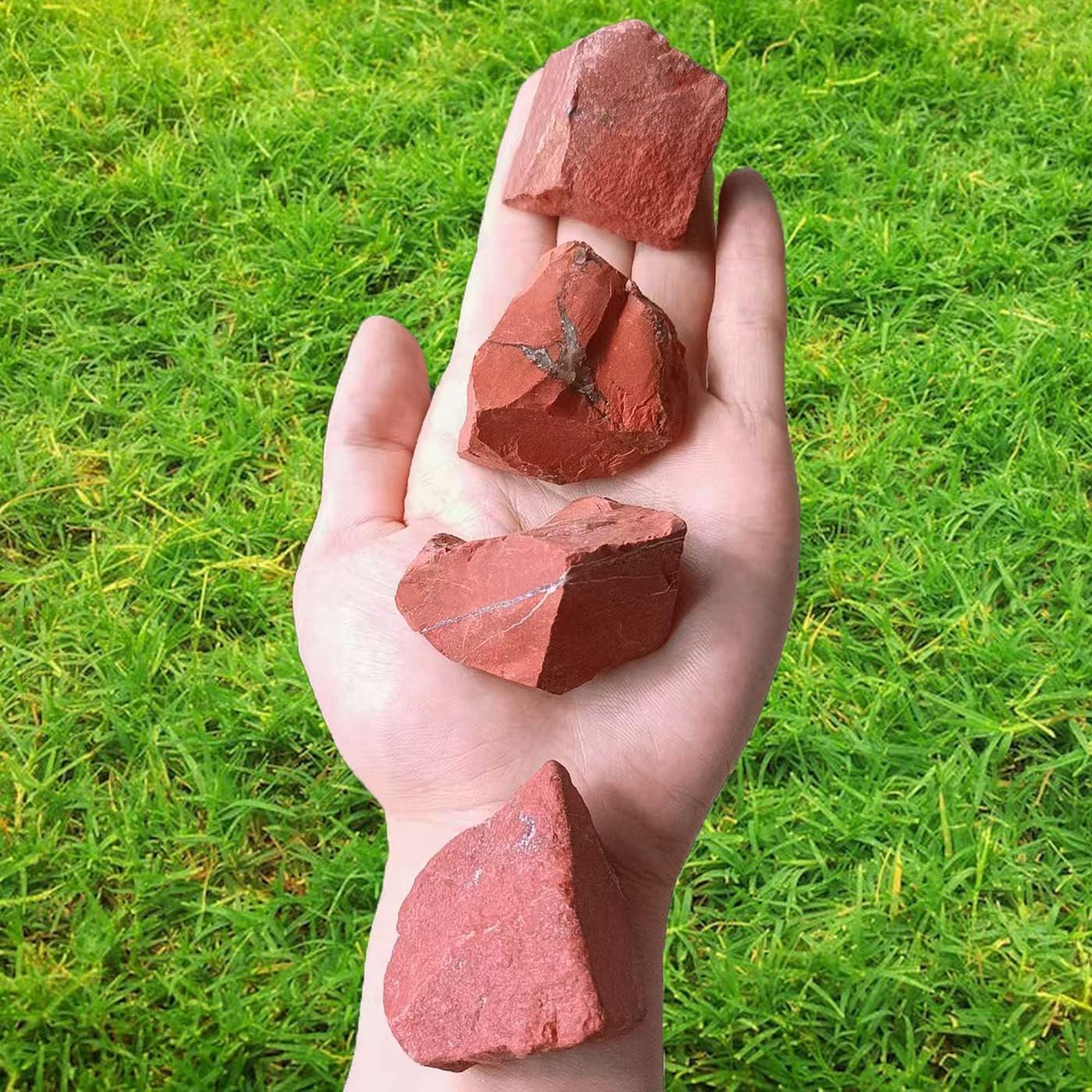 QINJIEJIE 100% Großes Grün Aventurin und Tigerauge Premium Wassersteine Grundmischung Steine 4 Stück Natursteine Heilsteine set Naturbelassene Kristalle Rohsteine 2"