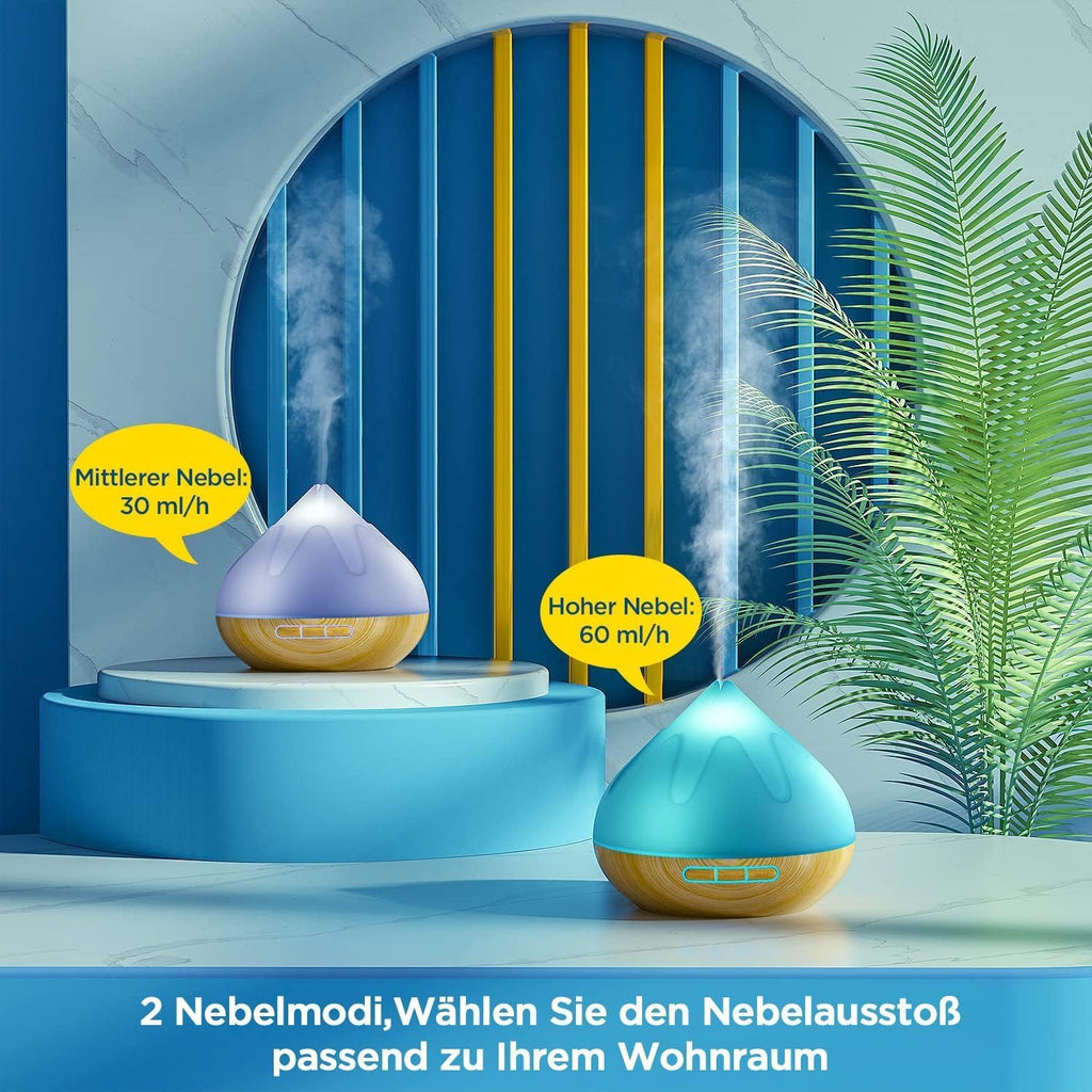 Aroma Diffusor Set für Ätherische Öle 500 ML, 8 x10 ML Ätherische Öle, Aromatherapie Diffuser Mit Fernbedienung,14 Farben LED Mit 4 Timer-Einstellung