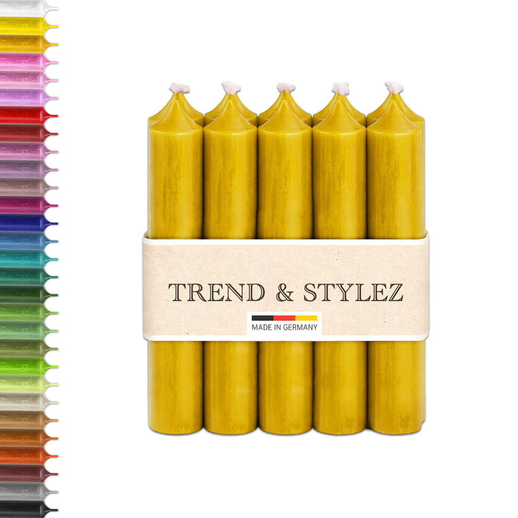 10 Bunte Spitzkerzen durchgefärbt 100x22mm | RAL Stabkerzen mit 8h+ Brenndauer | Ohne Tropfen & Rußen | Tafelkerzen für Leuchter | Made in Germany (Pastellblau)