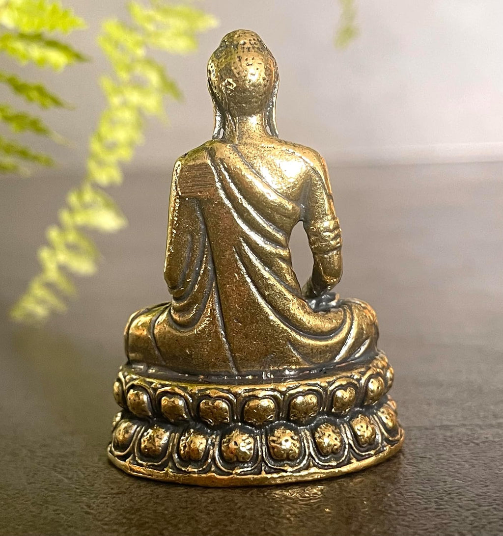 kleine sitzende Buddha Figur tragbar - Miniatur Statue aus Messing Tischdekor Meditation Figur Antique Home/Office