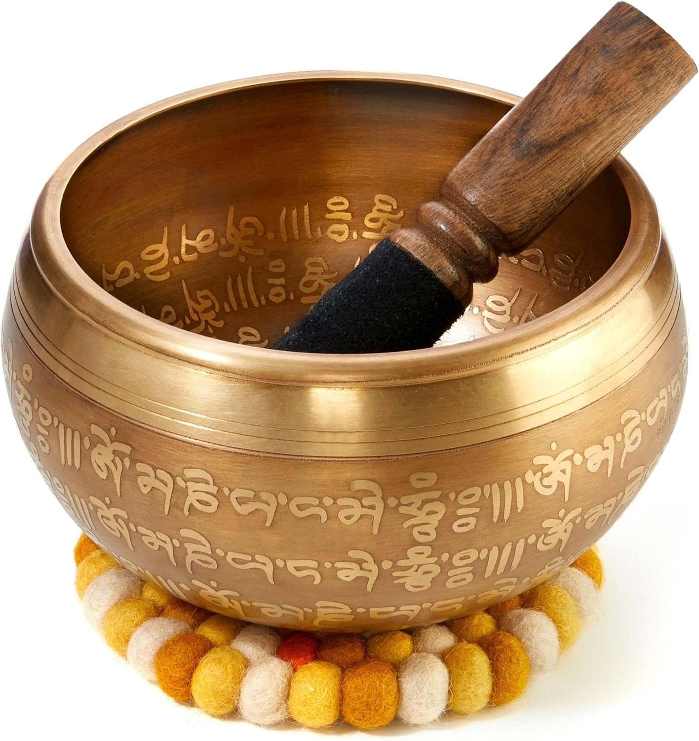 XXL Klangschale 800g - 15cm. Große Tibetische Klangschalen Set mit Klöppel und Klangschalenkissen in Loktapapier Geschenk-Box. Singing Bowl aus Tibet