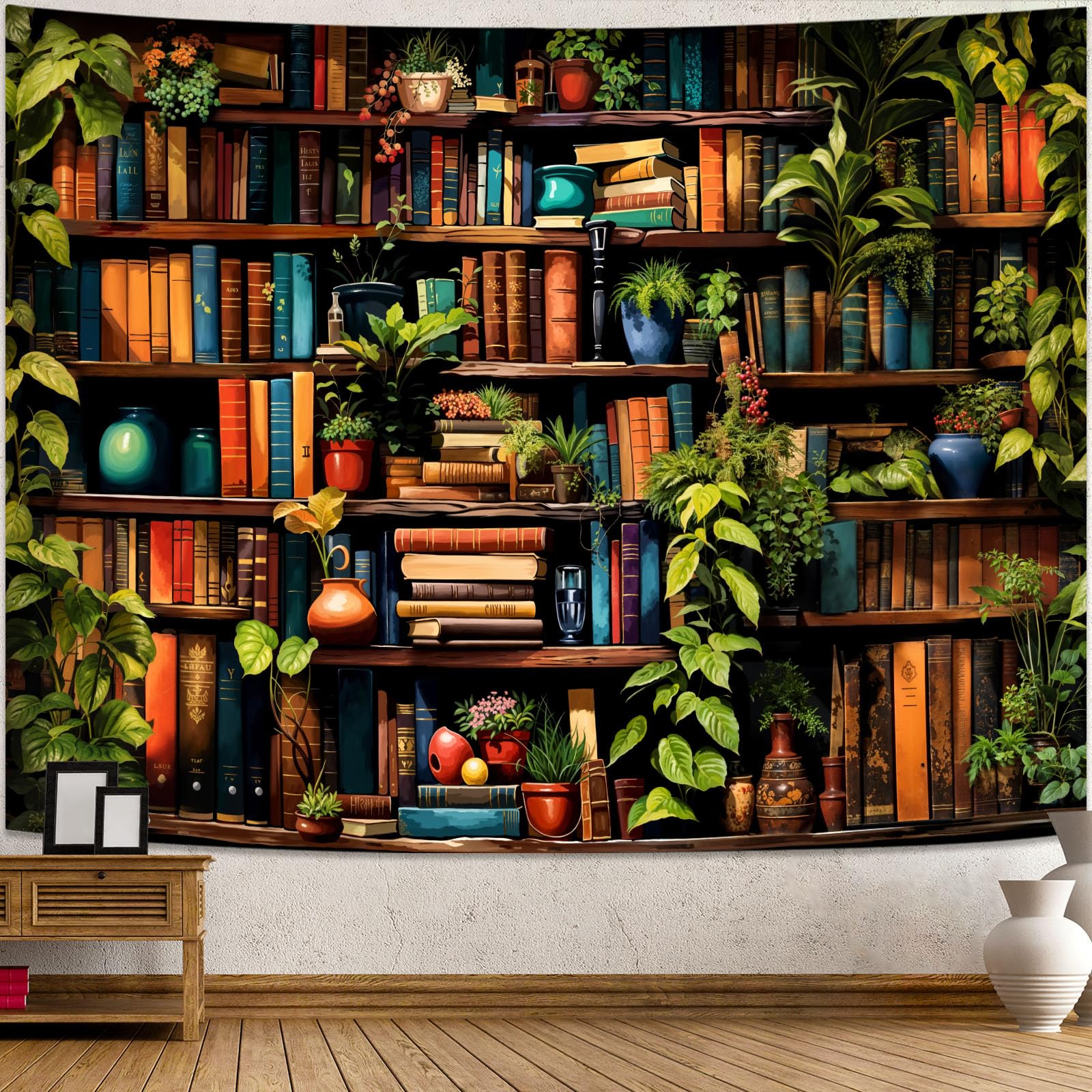 Accnicc Forest Library Tapestry Tree Bookshelf Tapestries Wall Hanging Vintage Fantasy Fairy Treehouse Book Large Tapestry for Bedroom Living Room Dorm Classroom 80 x 60 inch